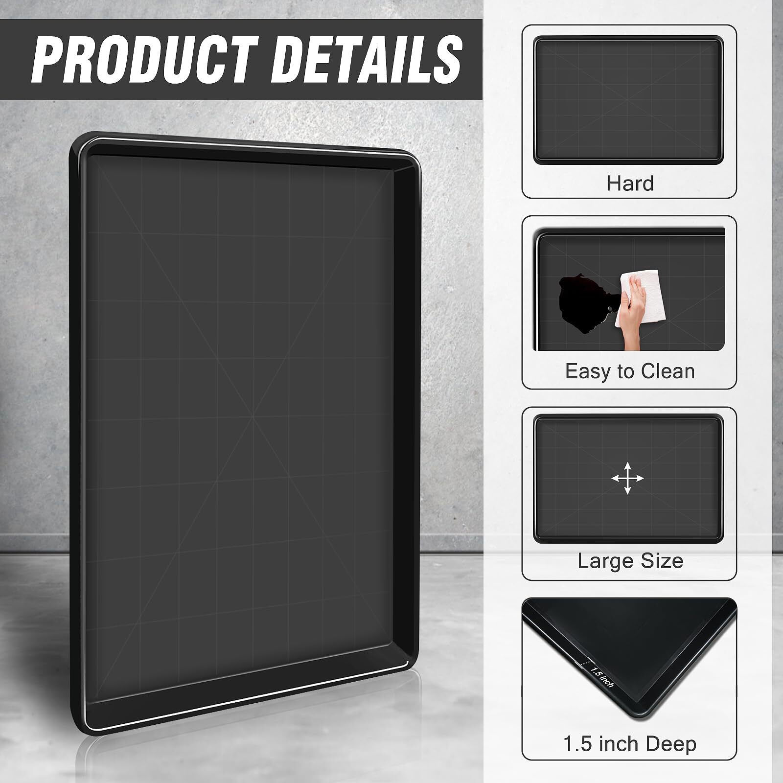 3 Pcs Extra Large Oil Drip Pan 35.4 X 24 X1.5 Inches Under Car Plastic Auto Oil Drip Tray Car Oil Catch Pan Replacement Tray For Garage Floor
