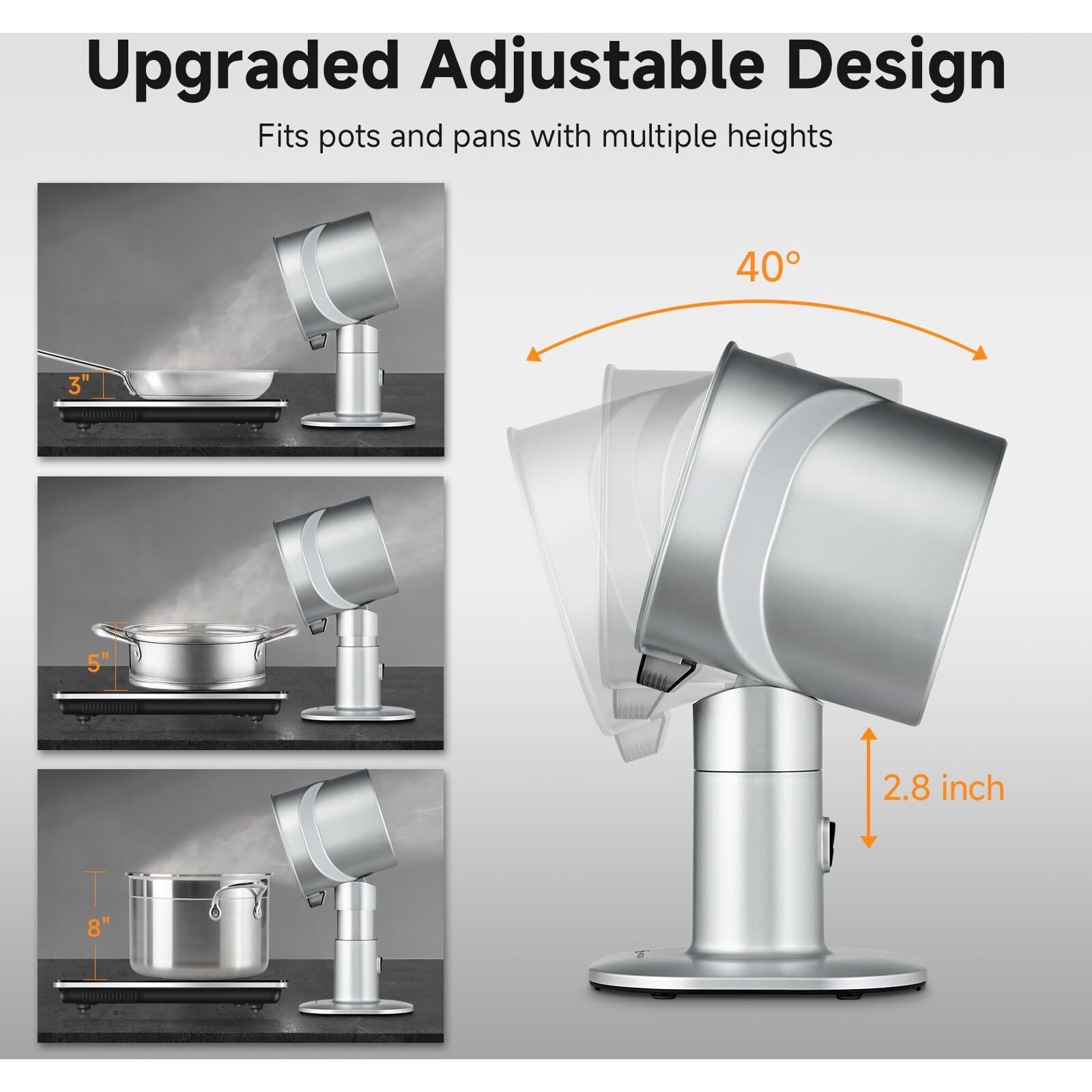Portable Range Hood - 4-Speed Adjustable Exhaust Fan With Telescoping Height & 40 Tilt Low Noise 52Db, Large-Caliber Aluminum Filter + Oil Cup & 10 Carbon Cotton Filters For Indoor Bbq/Hot Pot/Rv