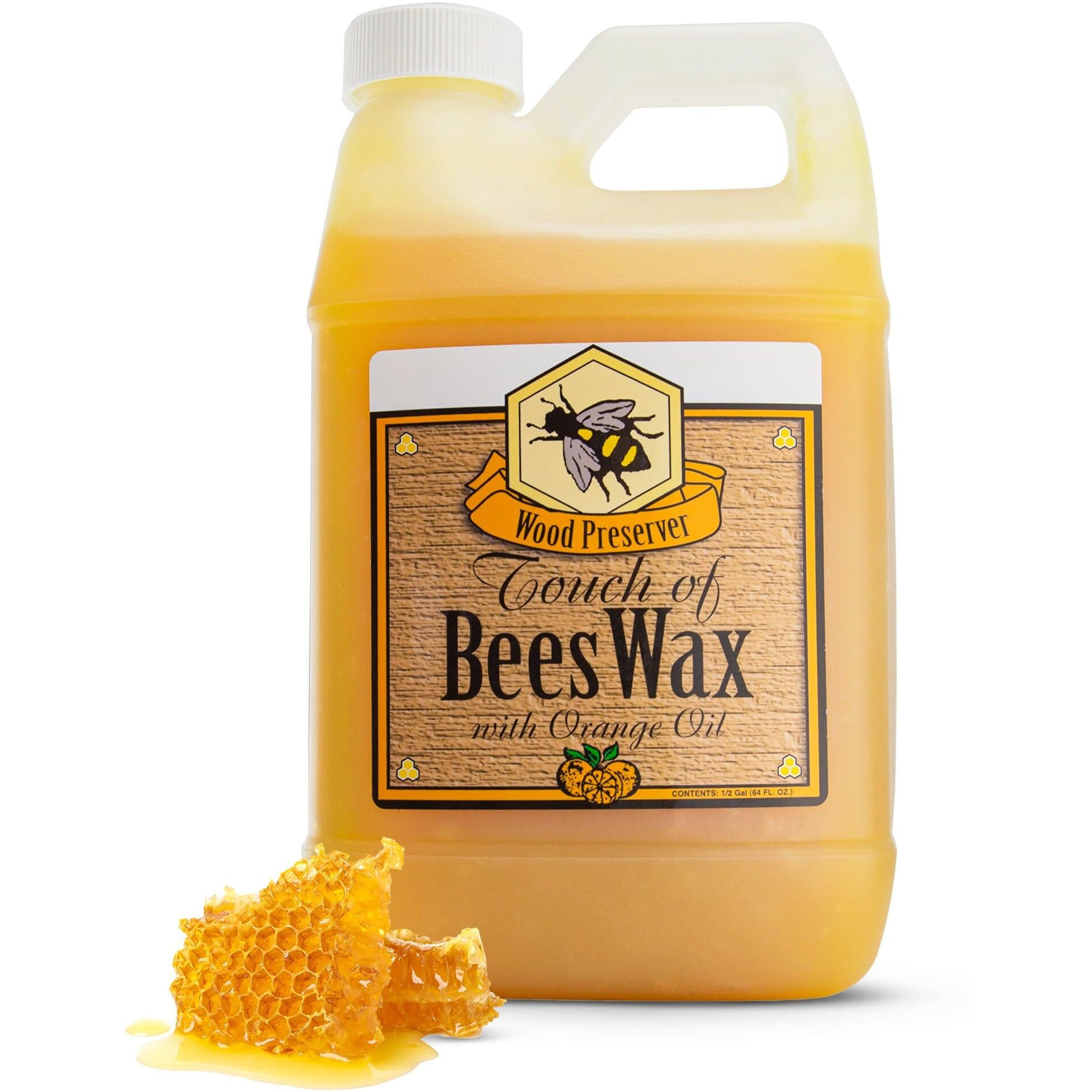 Touch Of Beeswax Wood Furniture Polish And Conditioner With Orange Oil. Feeds, Waxes And Preserves Wood Beautifully (64 Oz)