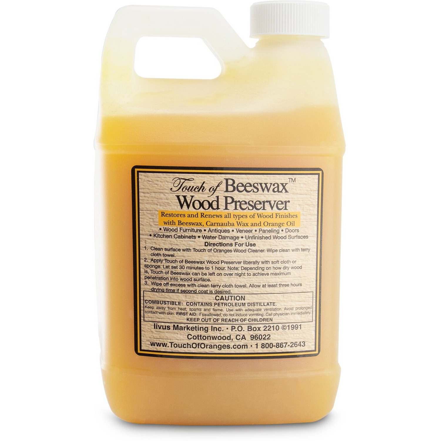 Touch Of Beeswax Wood Furniture Polish And Conditioner With Orange Oil. Feeds, Waxes And Preserves Wood Beautifully (64 Oz)