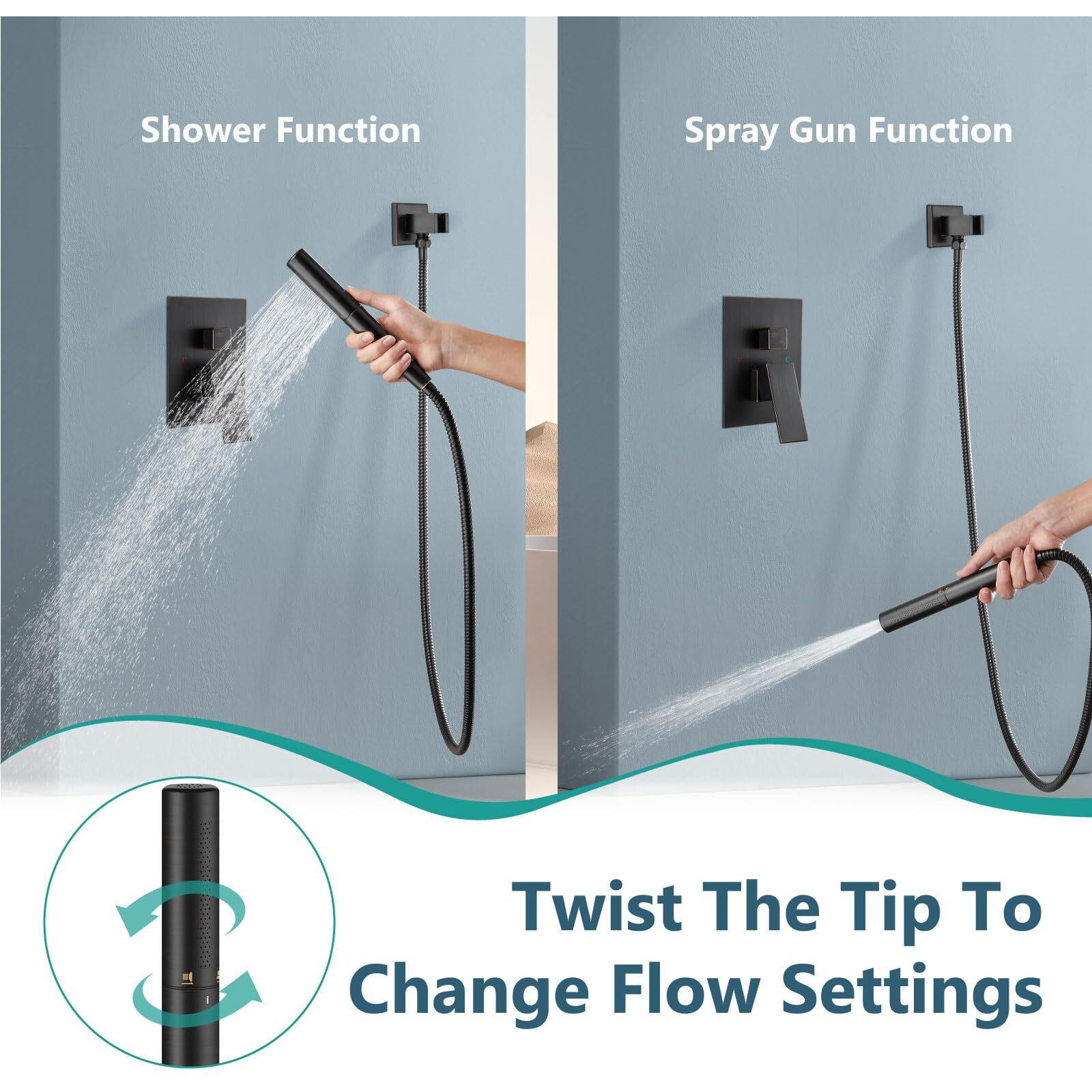 Aolemi Shower System With Rainfall Shower Head And Handheld Wall Mount,High Pressure Shower Faucet Set Fixture Combo With 2 In 1 Handheld Spray Rough-In Valve,8 Inch Shower Head Oil Rubbed Bronze