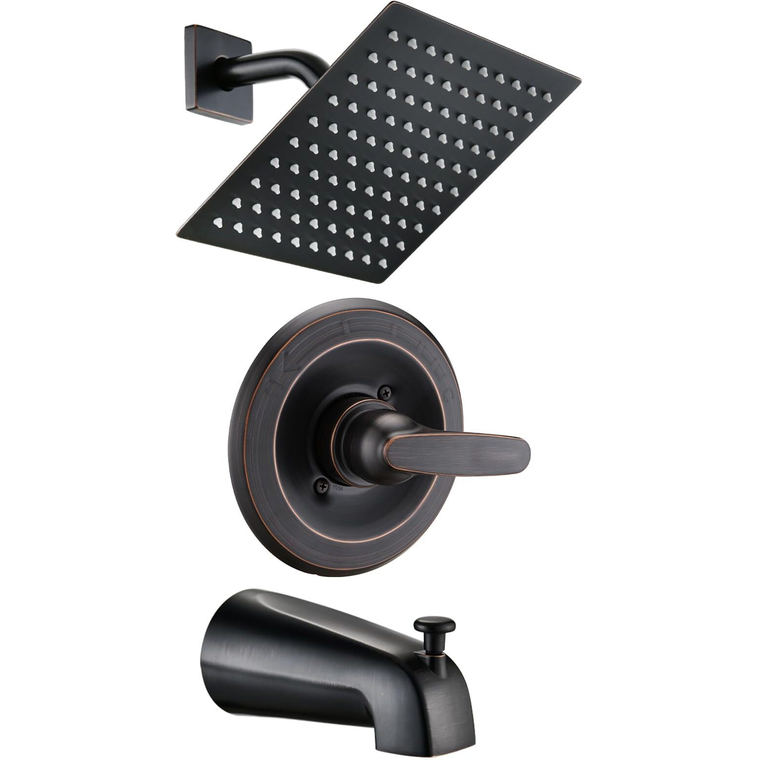 Replacement 8"" Rain Shower Faucet Tub Trim Kit For Delta 13/14 Series, High Pressure Square Rain Shower Head& Handle, Oil Rubbed Bronze (Valve& Catridge Not Inclued)