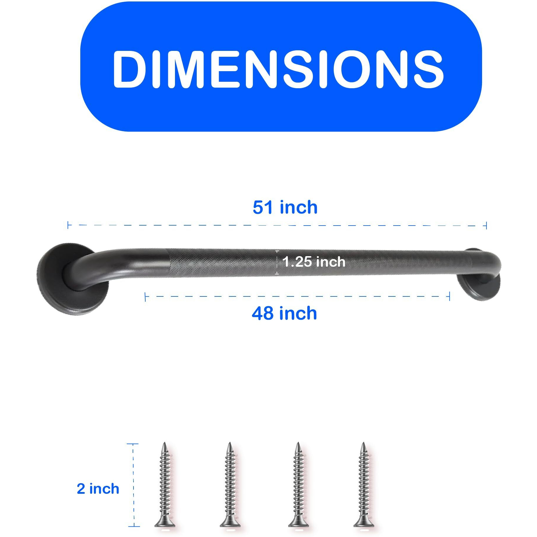 48    Shower Handle Knurled Grip | 304 Stainless Steel Grab Bars For Bathtubs And Showers | Oil Rubbed Bronze Ada Standard Hand Rails For Seniors, Children, Injured People | Supports Upto 400Lbs