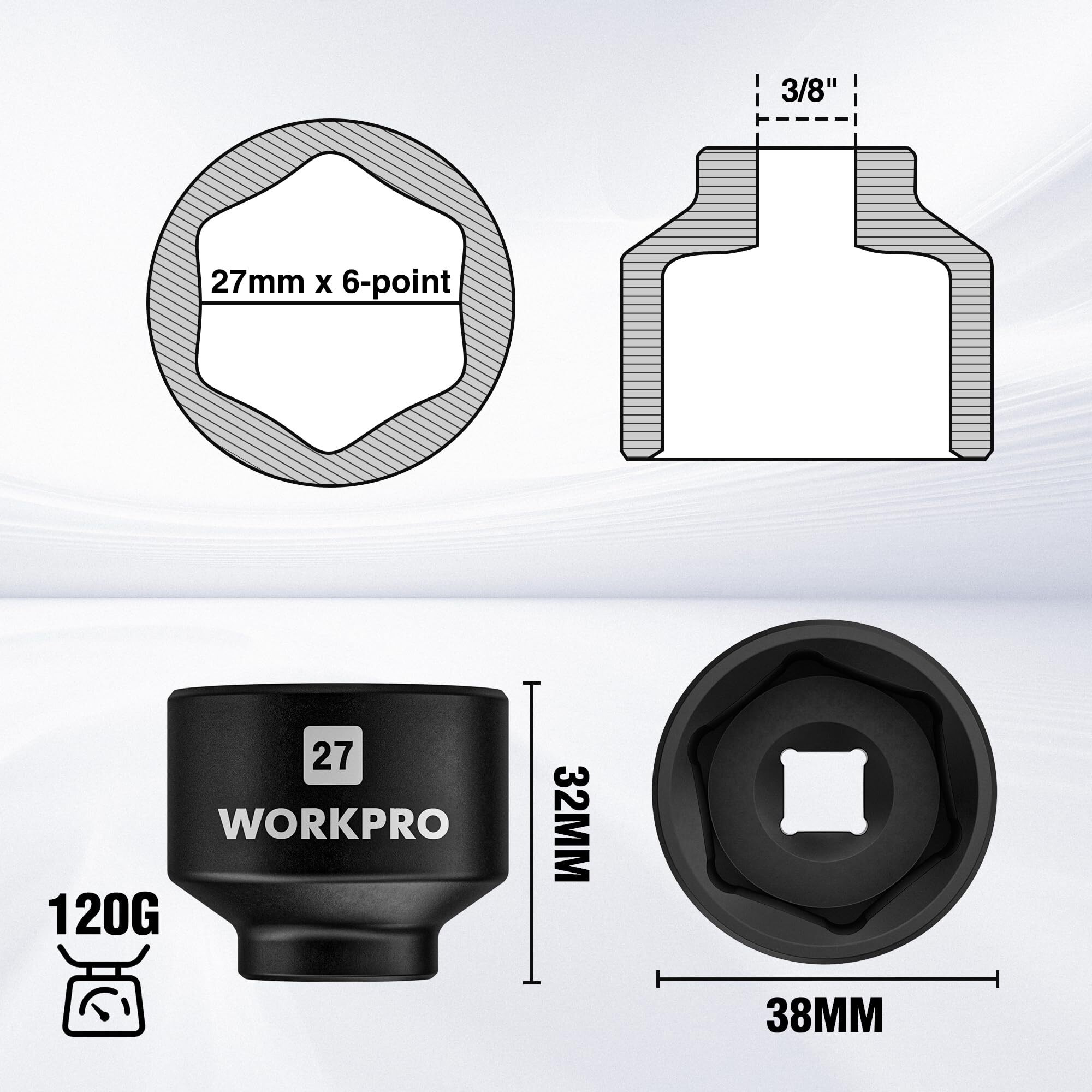 Workpro 27Mm Oil Filter Socket Wrench, Oil Filter Removal Tool, Oil Filter Change Set, Ideal For Some Mercedes, Volkswagen, Hyundai, Kia, Minis, And Smart Car