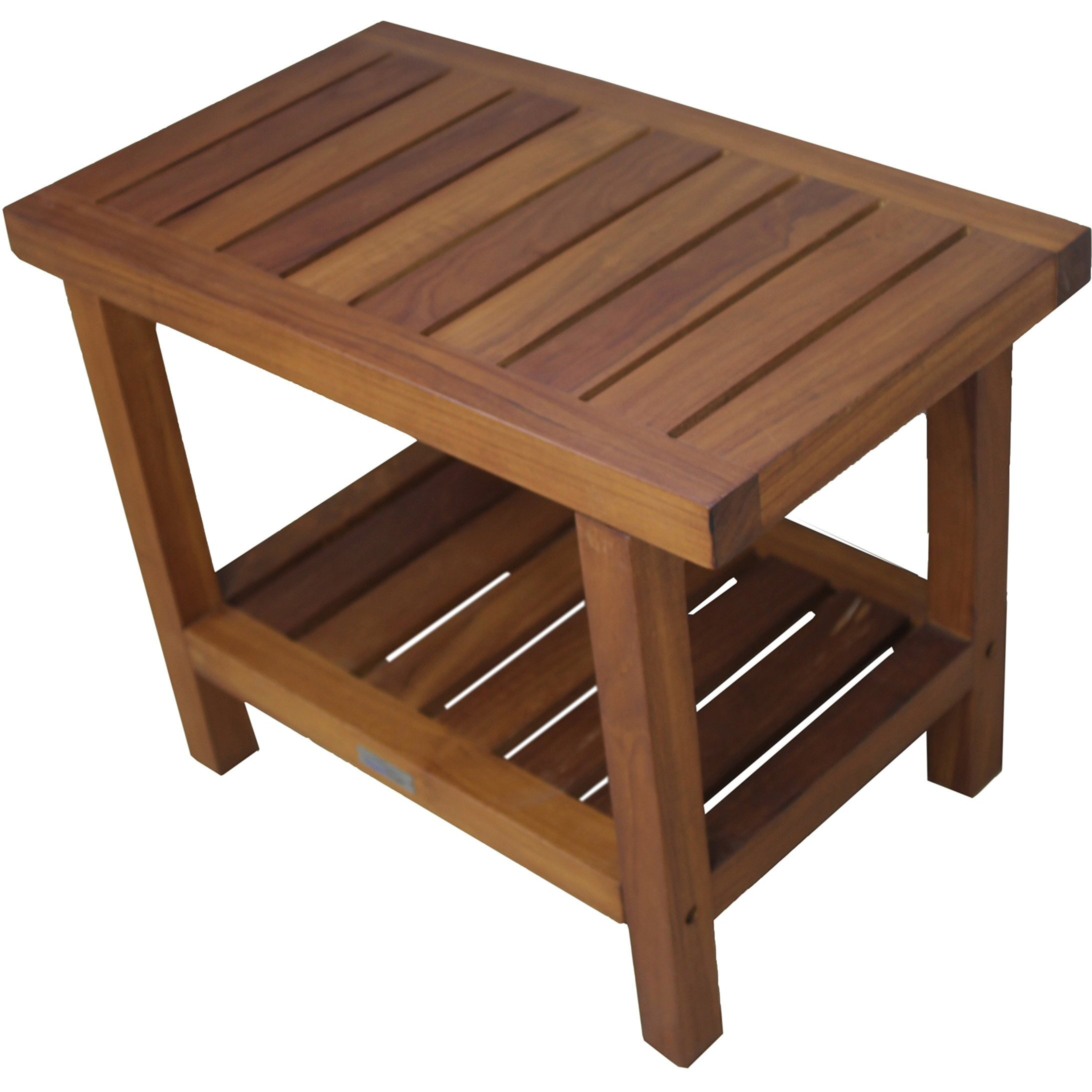 Aquateak The Original 24"" Spa Teak Shower Bench With Shelf (Bench + Teak Oil)