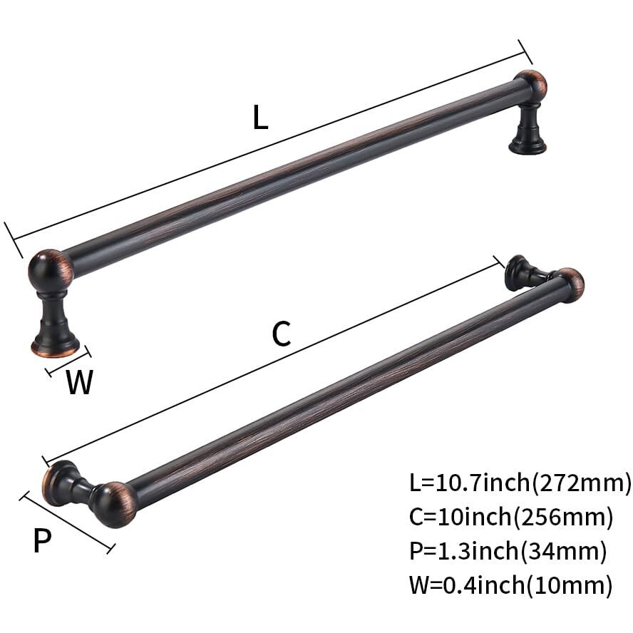 Khtumeware 10 Pack 10 Inch Hole Center Oil Rubbed Bronze Cabinet Pulls Heavy Duty Solid Cabinet Handles Cabinets Dressers Kitchens Handles Bathroom Cabinets