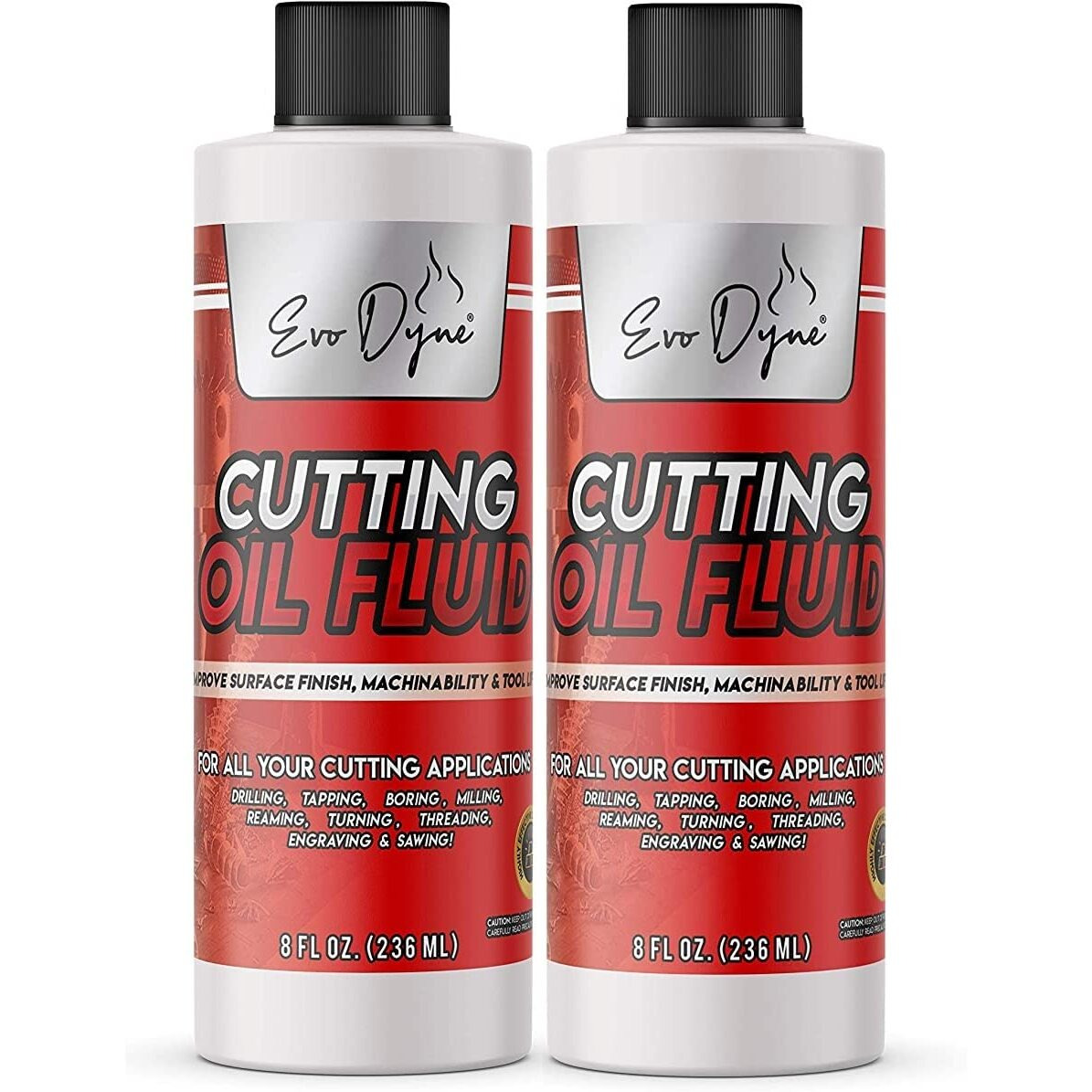 2-Pack Evo Dyne Cutting Oil Fluid (8Oz), Made In Usa - Multipurpose - Cutting Oil For Drilling, Tapping, Milling - Machine Cutting Fluid | Safe On Metal & Glass