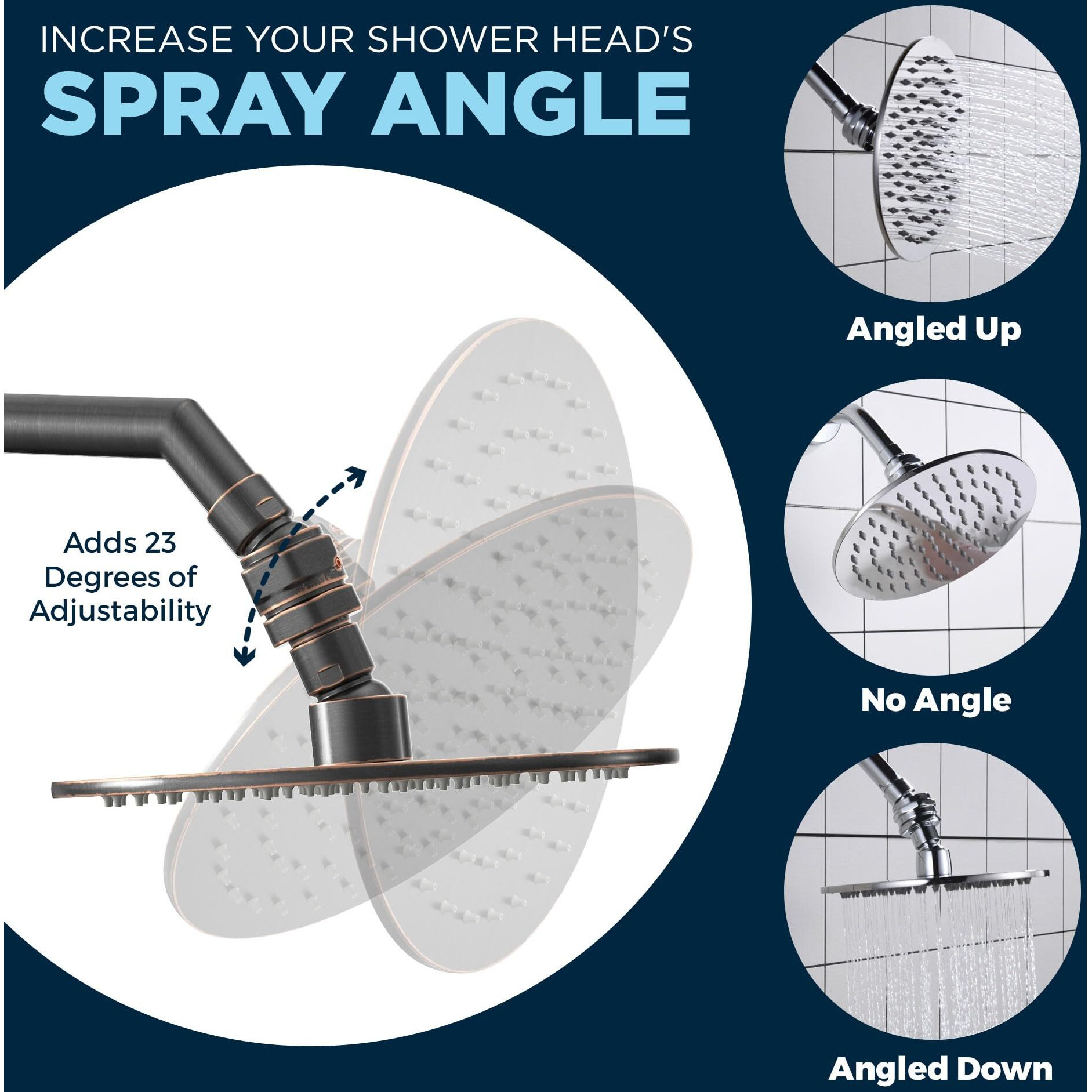 Hammerhead Showers All Metal Shower Head Swivel Ball Adapter, Oil Rubbed Bronze | Adjustable Pivot Ball To Adjust Showerhead Angle | Universal Connector Joint Fits Fixed Hand Held & Rain Shower Heads