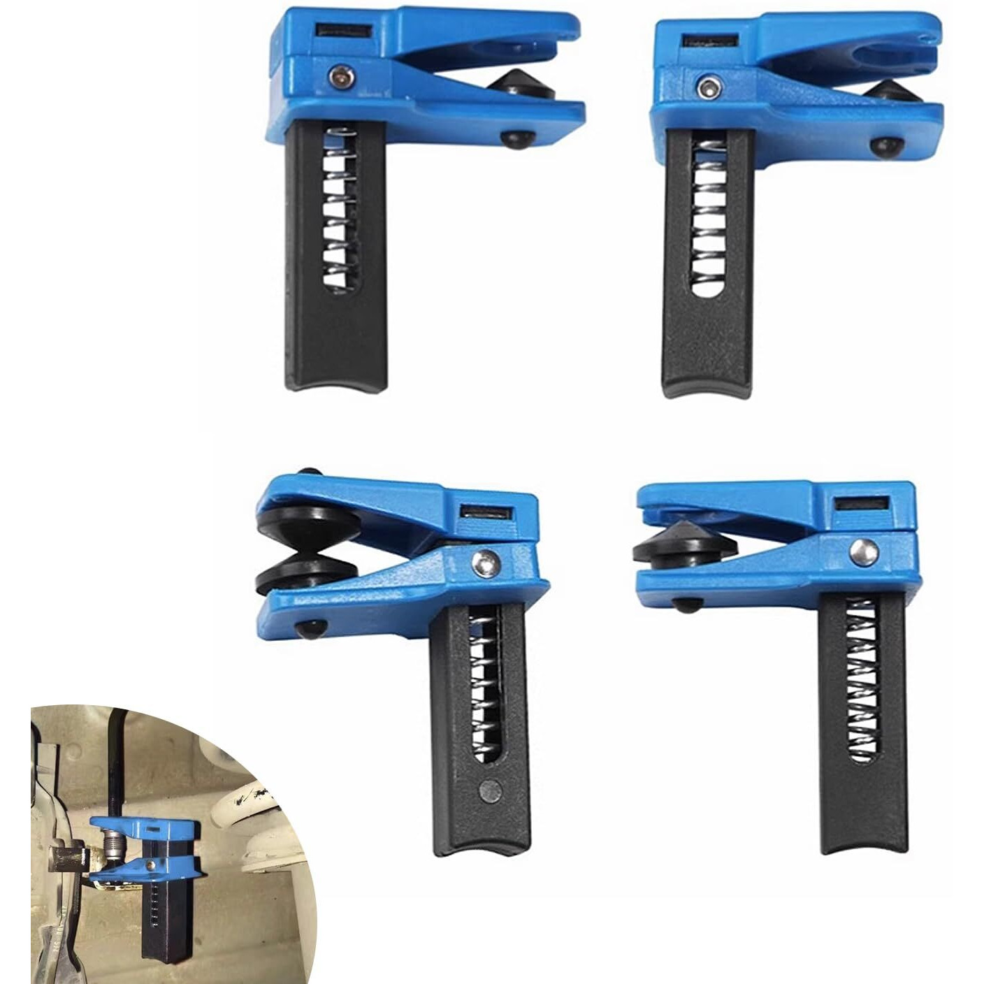 Jawgrew 4 Pcs Car Brake Line Clamp, Car Brake Oil Line Plug Tool, Brake Line Plug Automatic Fluid Stop Clamp Set, Universal For Most Cars (Blue)
