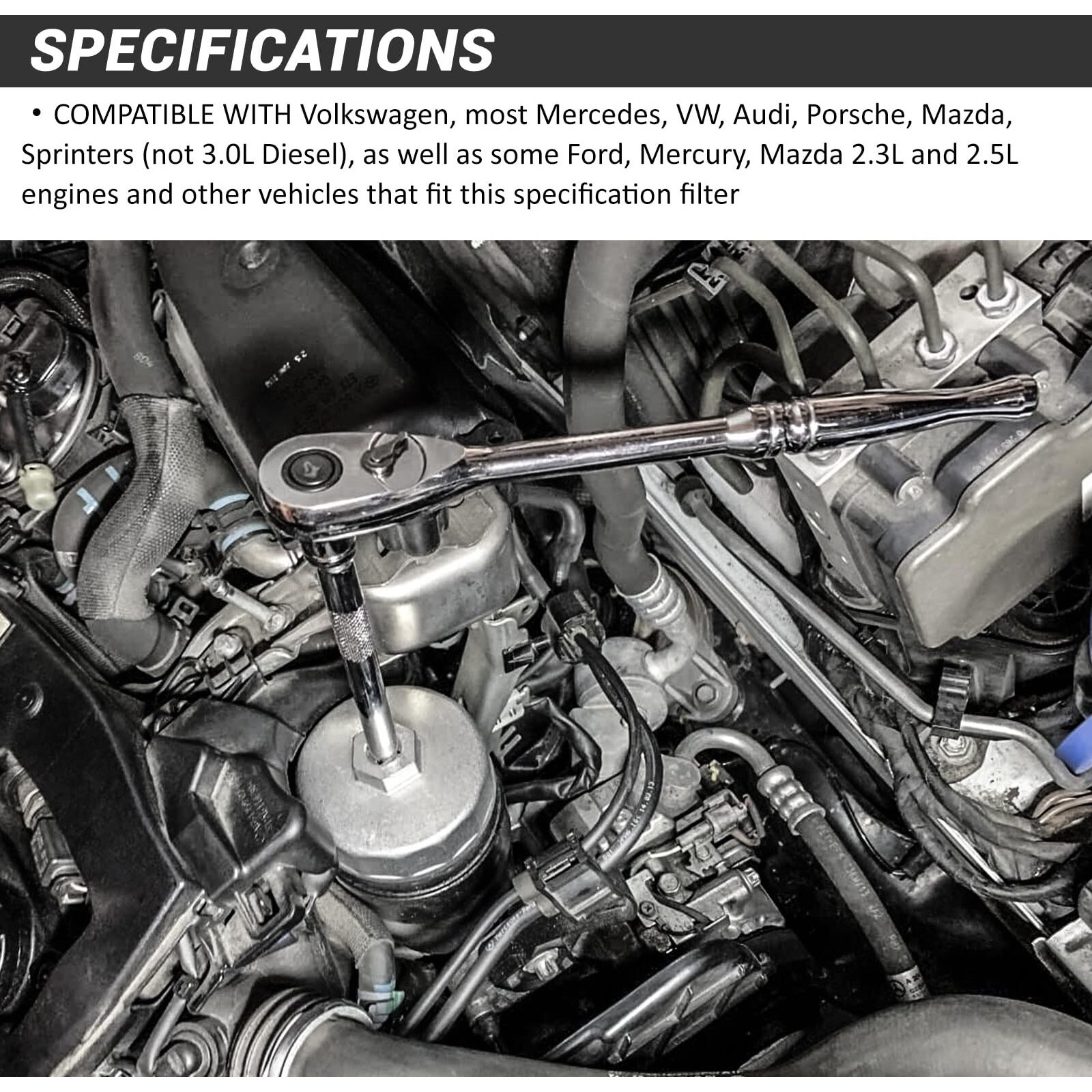 Elechoi 74Mm 14Flutes Oil Filter Cap Wrench Removal Tool Socket Compatible With Mercedes Benz, Audi, Sprinter, Vw, Porsche, Volkswagen, Mazda, Silver Heavy-Duty Aluminum