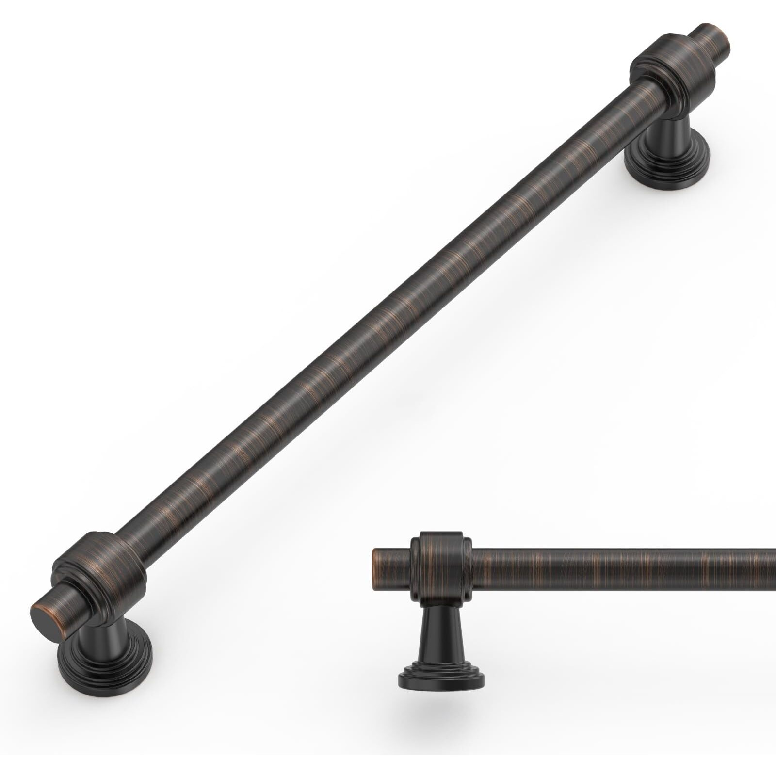 Amerdeco 10 Pack Oil Rubbed Bronze Cabinet Pulls 7.5 Inch(192Mm) Hole Center Drawer Pulls Cabinet Hardware Kitchen Cabinet Handles For Bathroom Zh0069