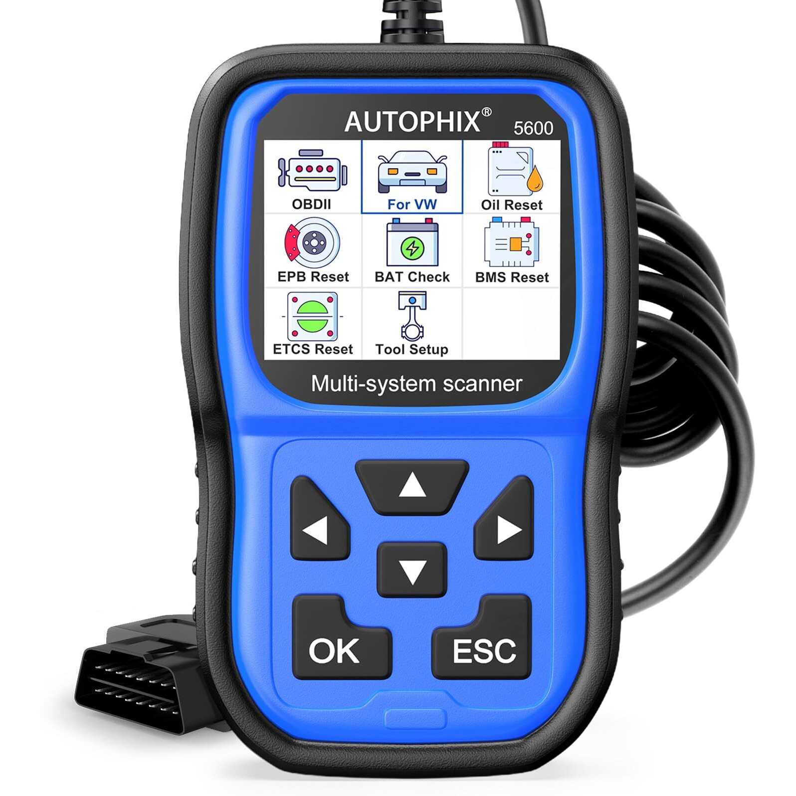 Autophix 5600P+ Fit For Vw Scanner, Full System Diagnostic Tool Fit For Volkswagen Audi Skoda Seat With Epb/Throttle/Oil Reset, Code Reader With Battery Registration, Check Engine Light Scanner