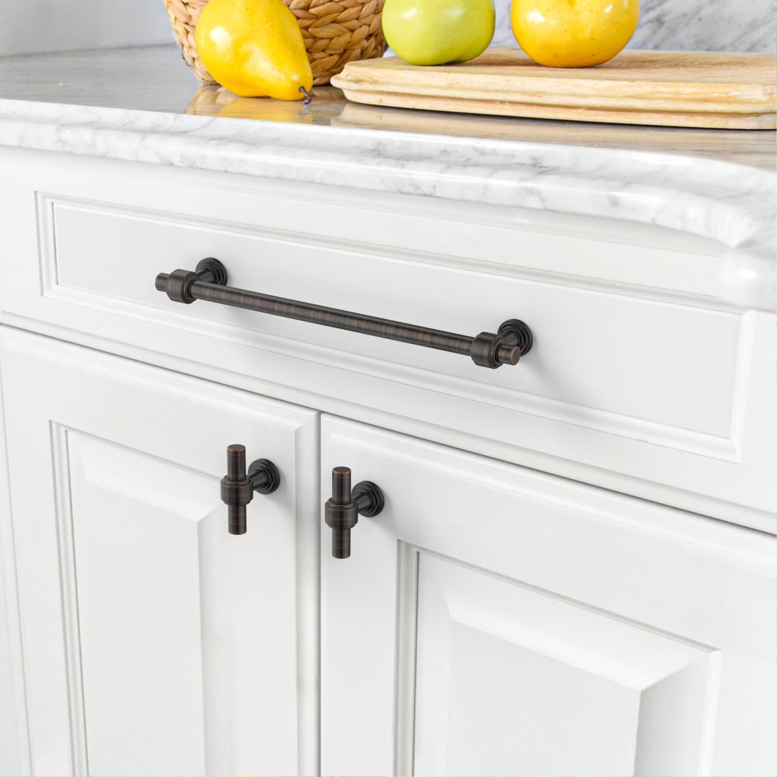 Amerdeco 10 Pack Oil Rubbed Bronze Cabinet Pulls 10 Inch(254Mm) Hole Center Drawer Pulls Cabinet Hardware Kitchen Cabinet Handles For Bathroom Zh0069