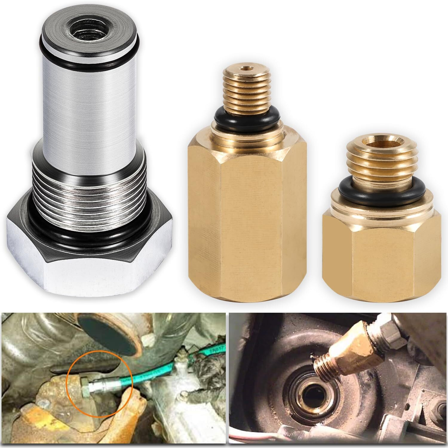 Bonbo 6.0 High Pressure Oil Pump Ipr Valve Air Test Fitting Tool & Oil Rail Adapters Leak Test Kit, Fits For Ford 6.0L Powerstroke Diesel Engine (3 Pack)