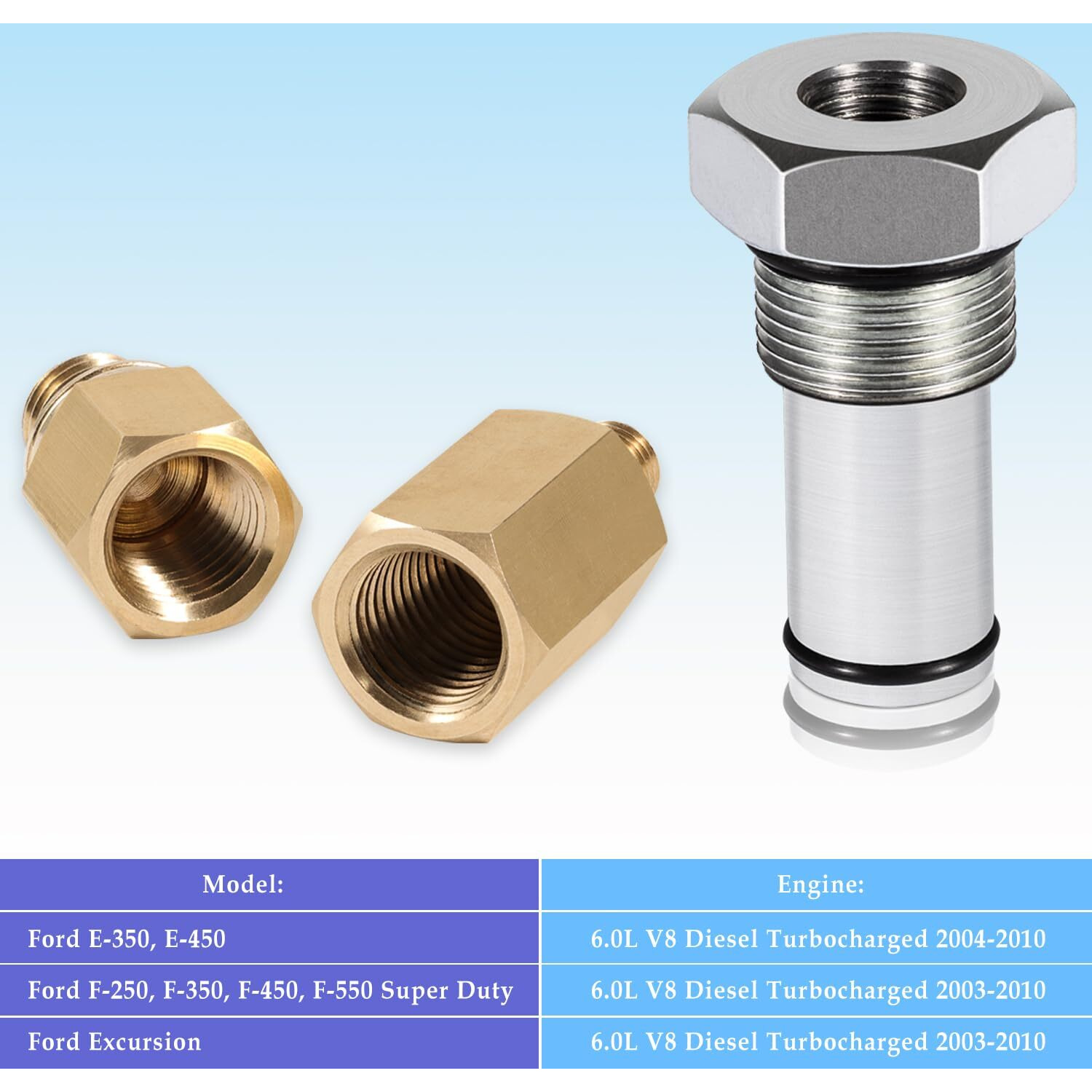 Bonbo 6.0 High Pressure Oil Pump Ipr Valve Air Test Fitting Tool & Oil Rail Adapters Leak Test Kit, Fits For Ford 6.0L Powerstroke Diesel Engine (3 Pack)