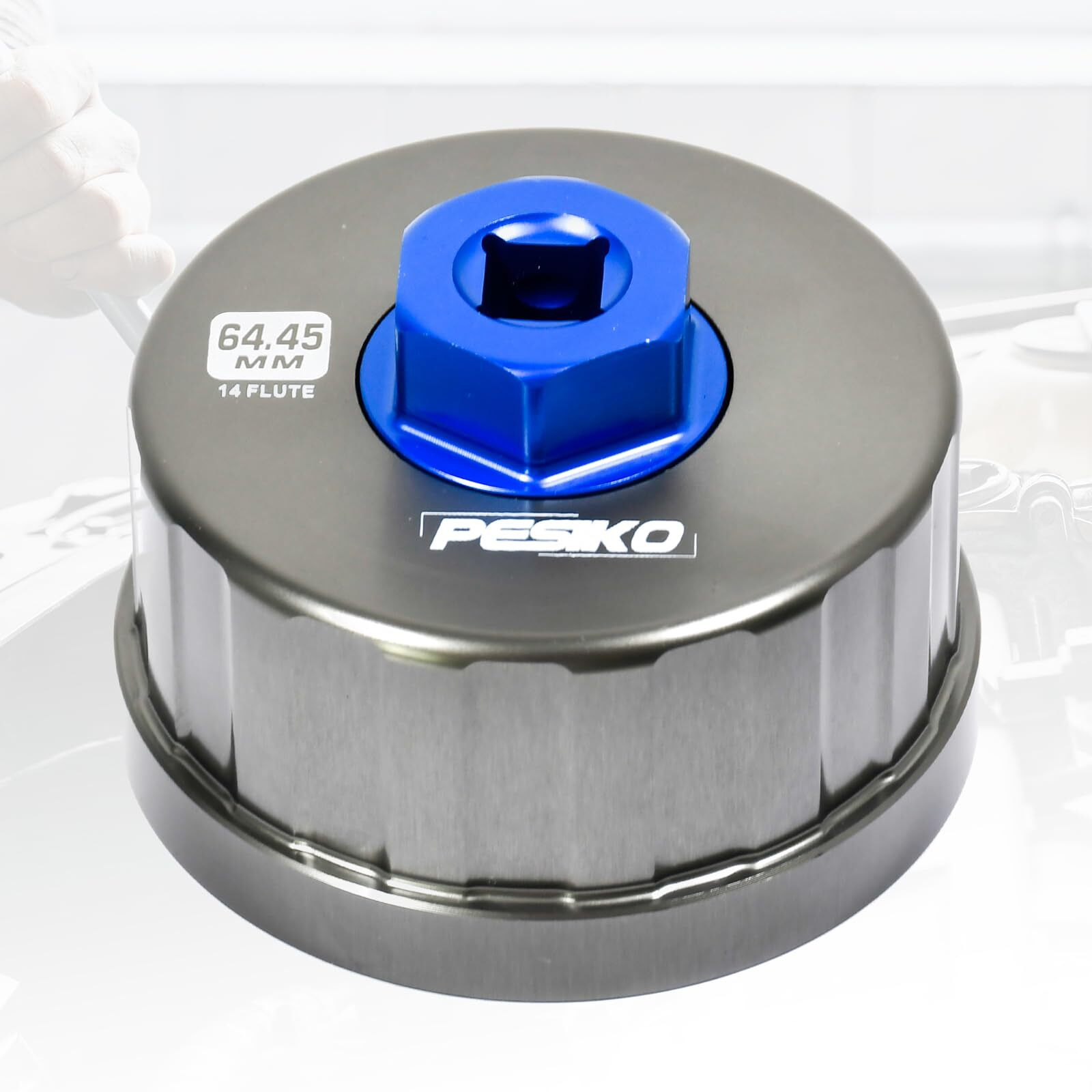 Pesiko 64Mm 14 Flute Oil Filter Wrench For Toyota, Lexus And Scion, Precision Machined Aircraft Aluminum Oil Filter Removal Tool For Easily Remove Oil Filter