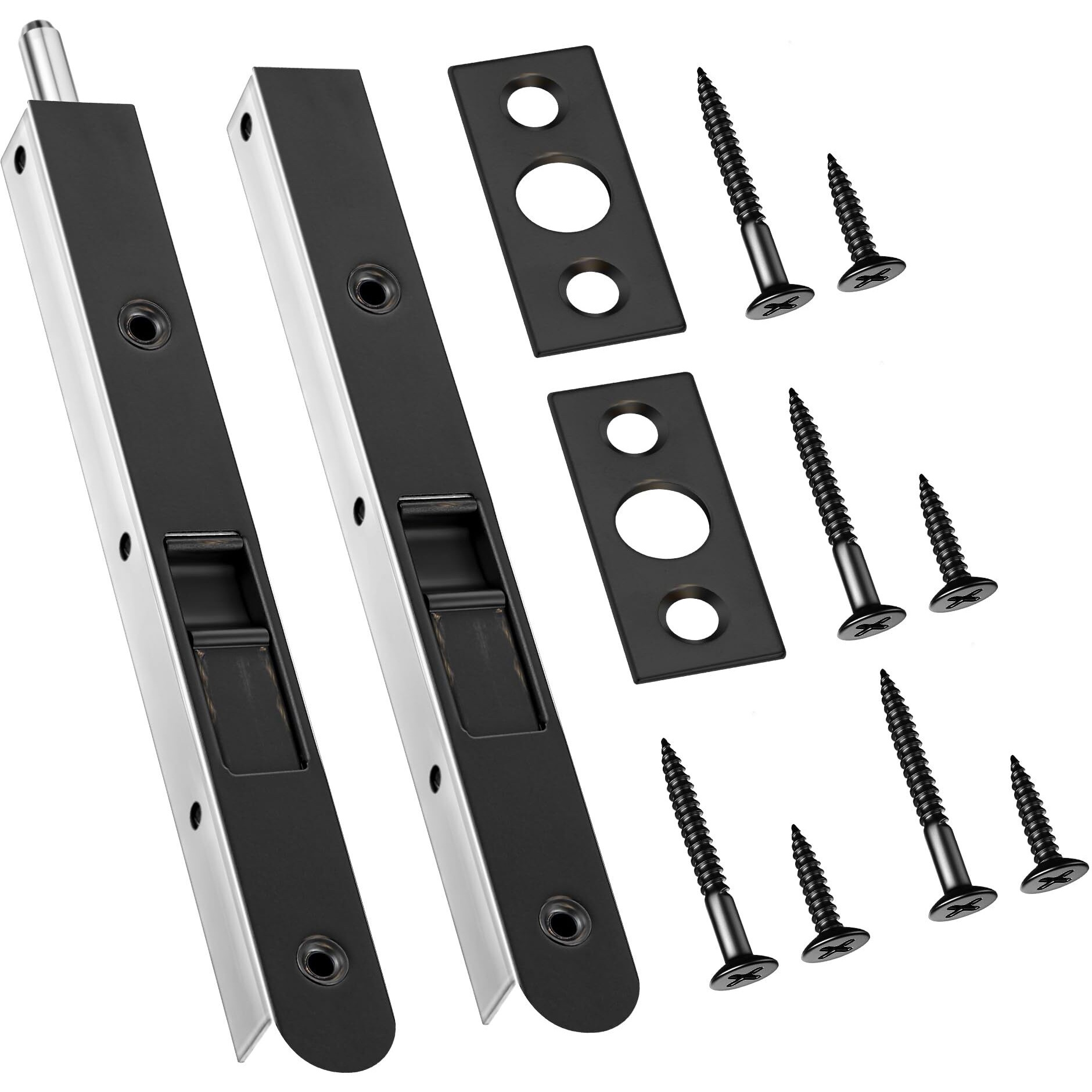 Ceoighe 2 Pack Flush Bolt For Double Door, 7 Inch Heavy Duty Chrome Plating Flush Latch Bolts, French Lock For Opening And Composite Wood Double Dummy Door (Oil Rubbed Bronze)