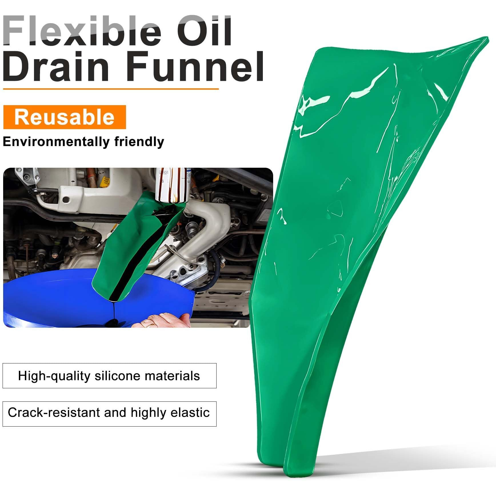 Foldable Flex Funnel, Oil Drain Funnels For Oil Change, Oil Change Funnels For Oil Draining And Oil Filling, Oil Change Draining Tool Spill-Free
