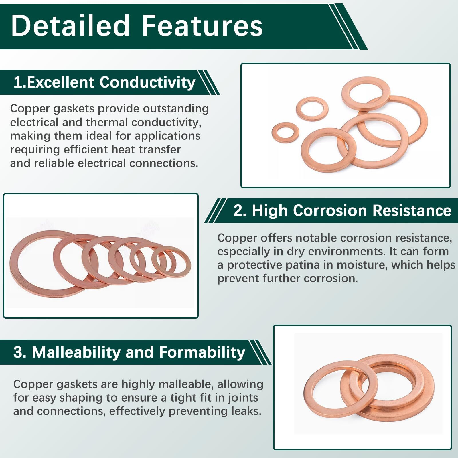 350 Pcs, Premium Copper Metric Sealing Crush Washers Assortment Kit, Enhanced Flat Ring Oil Drain Plug Crush Washer Gasket Seal Set, Banjo Bolt Washers For Automotive, Motorcycles (10 Size)