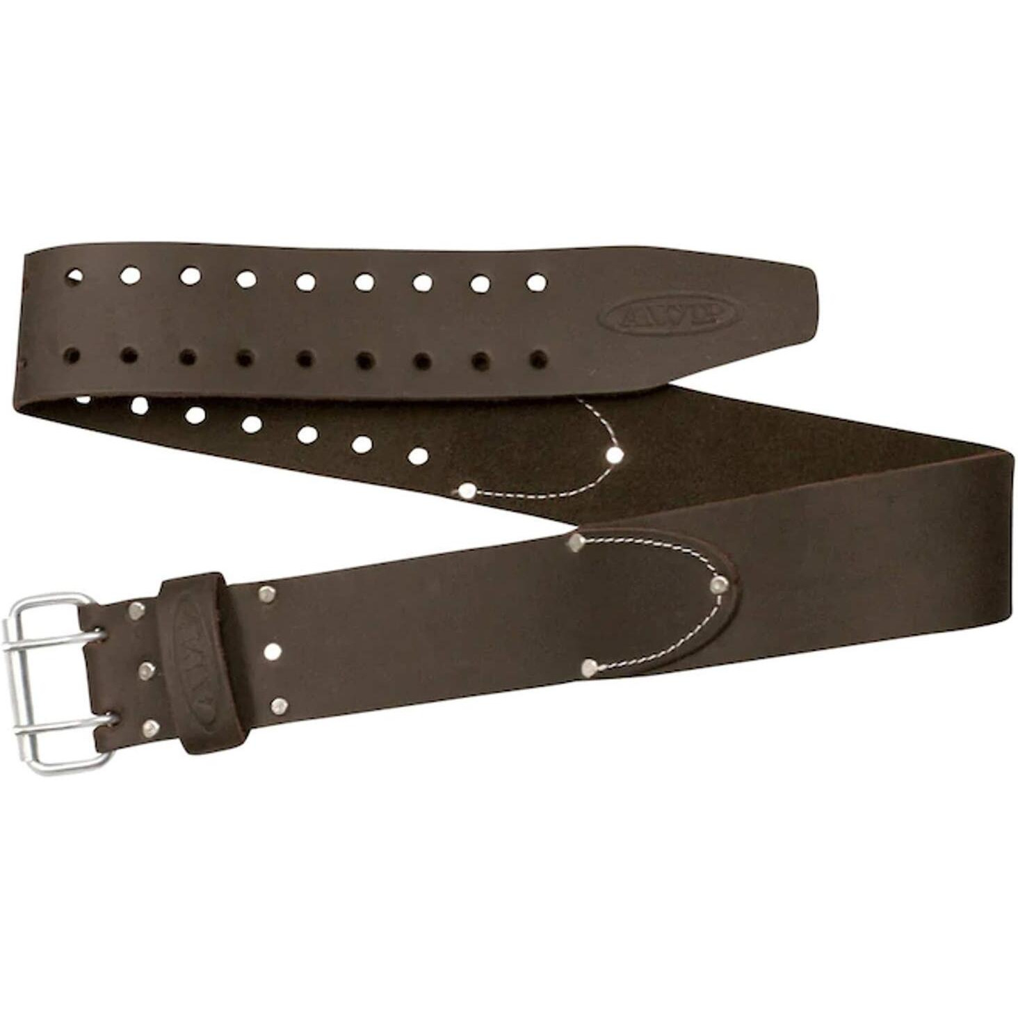 Awp 3"" Oil Tan Leather Work Belt | Dual Prong Roller Buckle Tool Work Belt | Sizes Up To 50"" Waist | Black