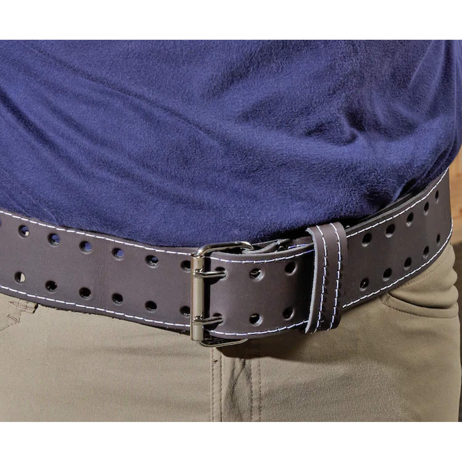 Awp 3"" Oil Tan Leather Work Belt | Dual Prong Roller Buckle Tool Work Belt | Sizes Up To 50"" Waist | Black