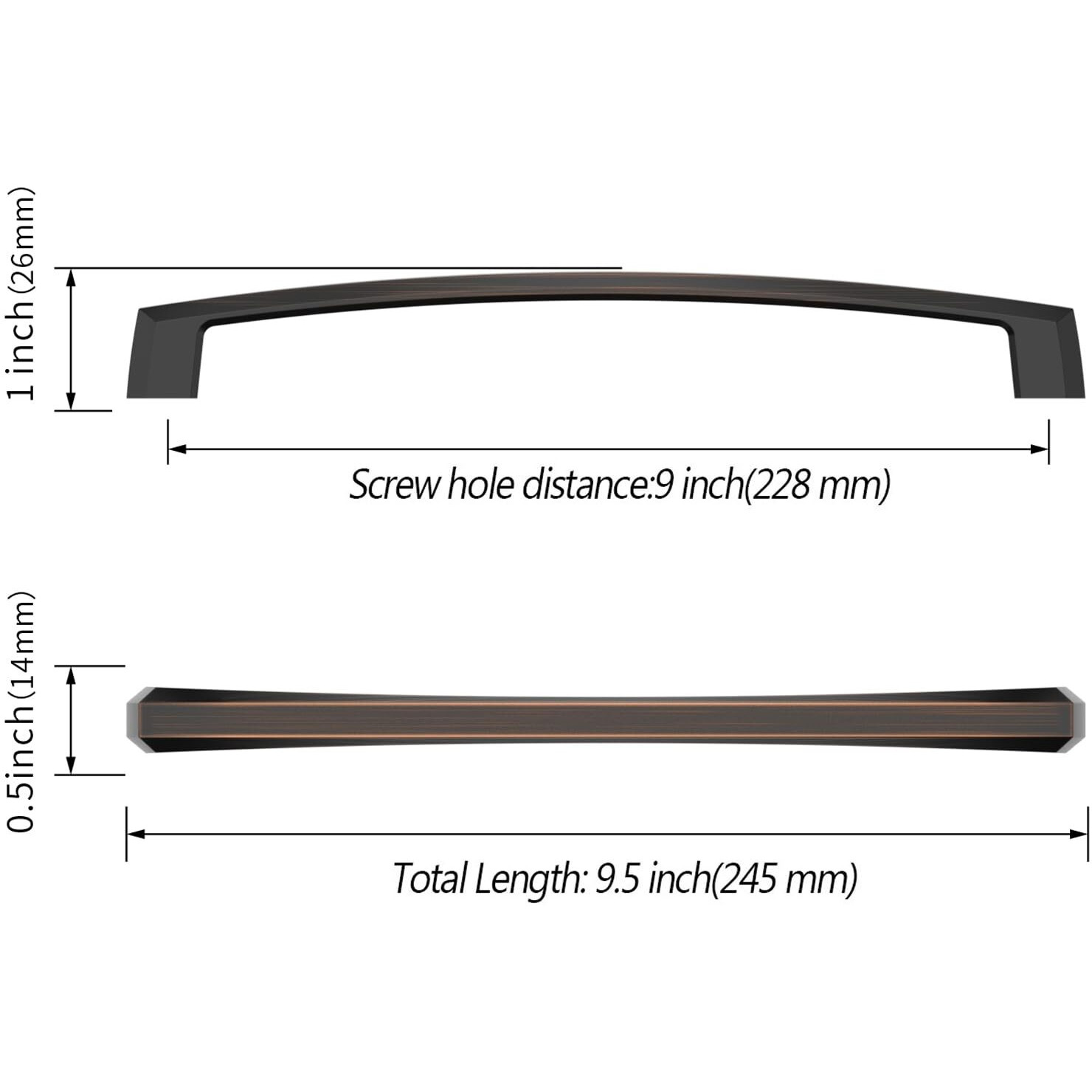 Asidrama 10 Pack 9 Inch(228Mm) Oil Rubbed Bronze Kitchen Cabinet Handles, Cabinet Pulls Kitchen Cabinet Hardware For Cupboard Drawer Pulls