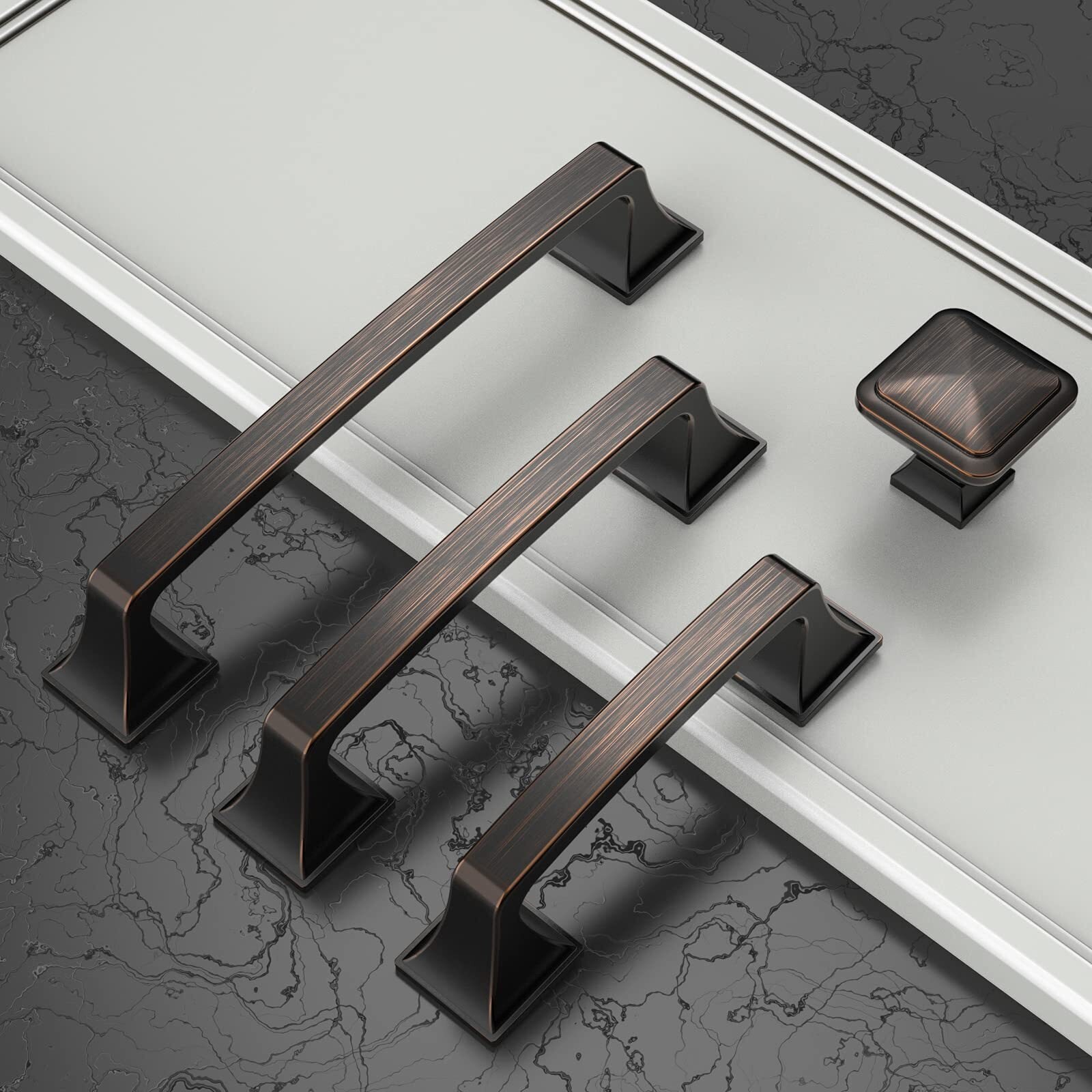 Amerdeco 25 Pack Oil Rubbed Bronze Cabinet Pulls 3.75 Inch(96Mm) Hole Center Cabinet Hardware Kitchen Cabinet Handles For Bathroom Drawer Pulls Dresser Pulls Zh0002