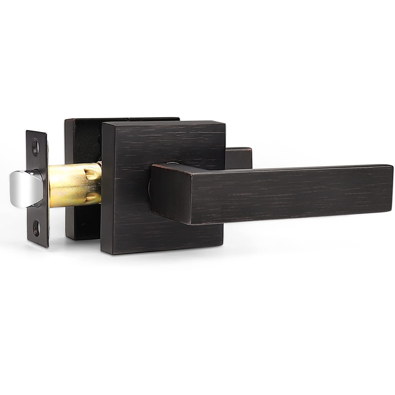 Probrico Heavy Duty Square Passage Lever Door Handle Non-Locking Leverset For Hallway Or Closet [Reversible For Right & Left Sided Doors] - Oil Rubbed Bronze,20 Pack