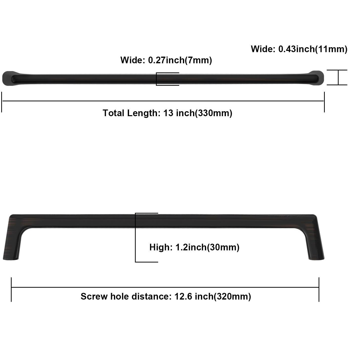 Asidrama 6 Pack 12.6 Inch(320Mm) Oil Rubbed Bronze Cabinet Pulls Cabinet Handles Cupboard Handles Kitchen Cabinet Hardware For Cupboard Drawer Pulls