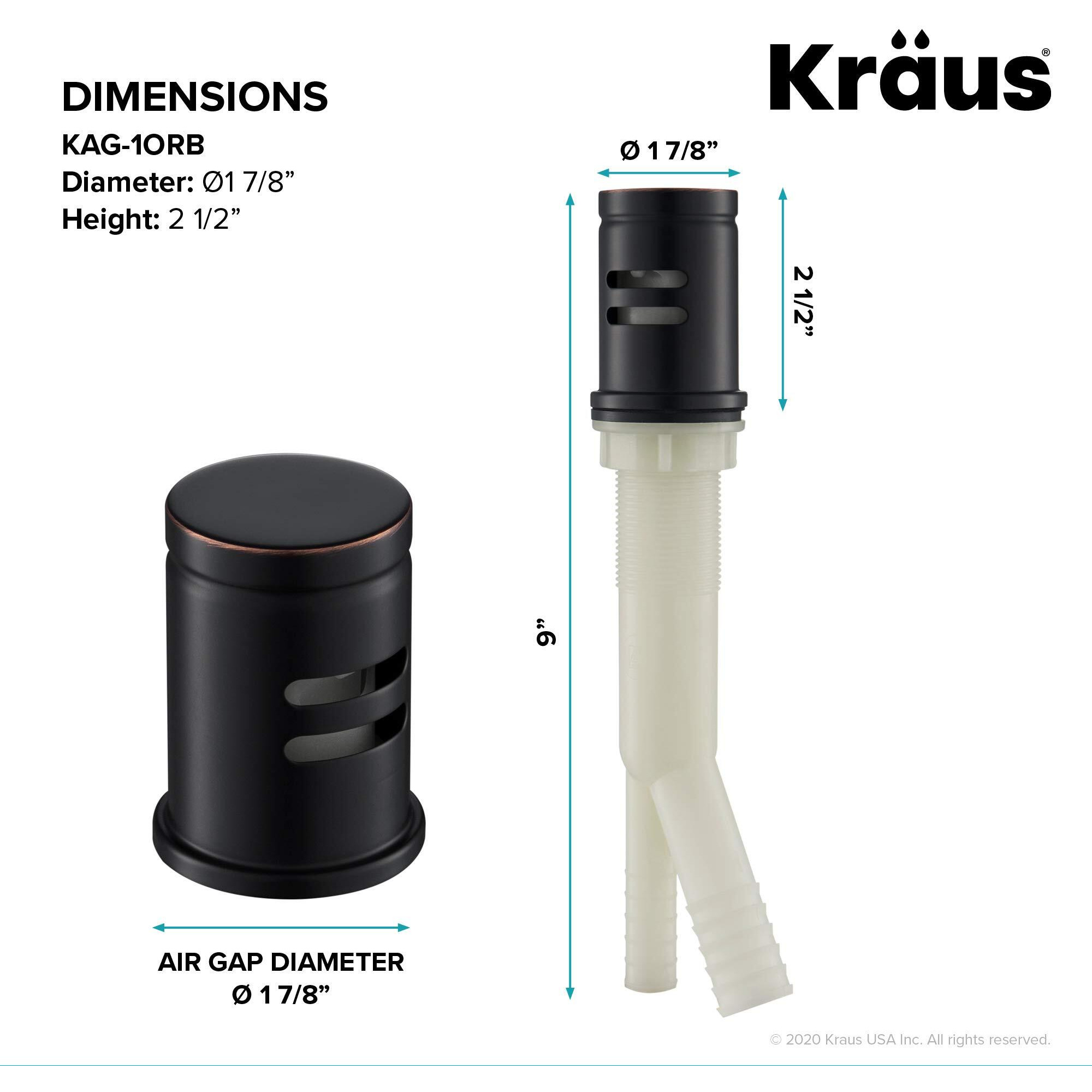 Kraus Dishwasher Air Gap In Oil Rubbed Bronze, Kag-1Orb