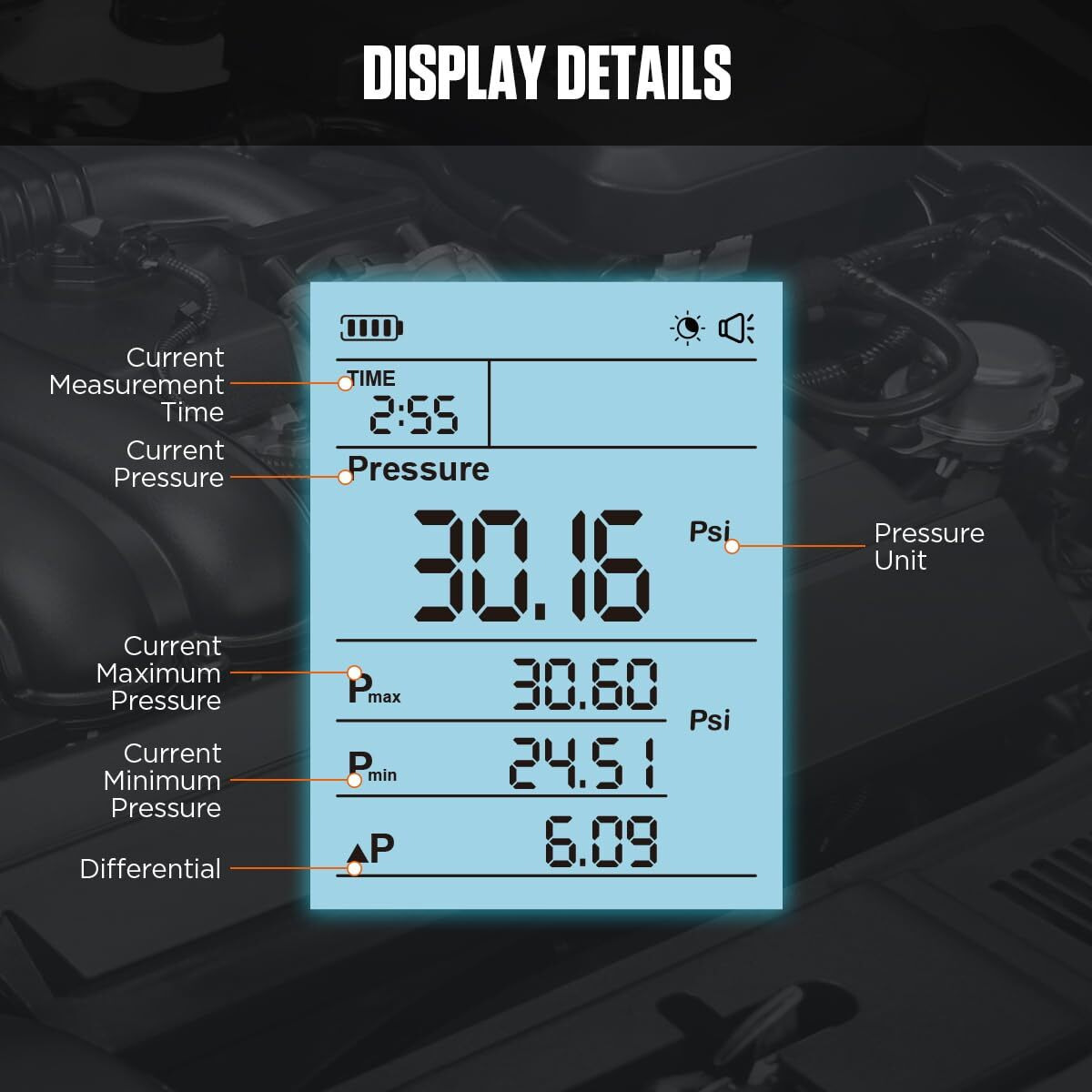 Oil Pressure Tester Tool,0-426.6 Psi Oil Pressure Gauge Kit Automotive,Intelligent Engine Oil Pressure Tester Tool Kit,Digital Engine Oil Pressure Tester Gauge Tool Kit