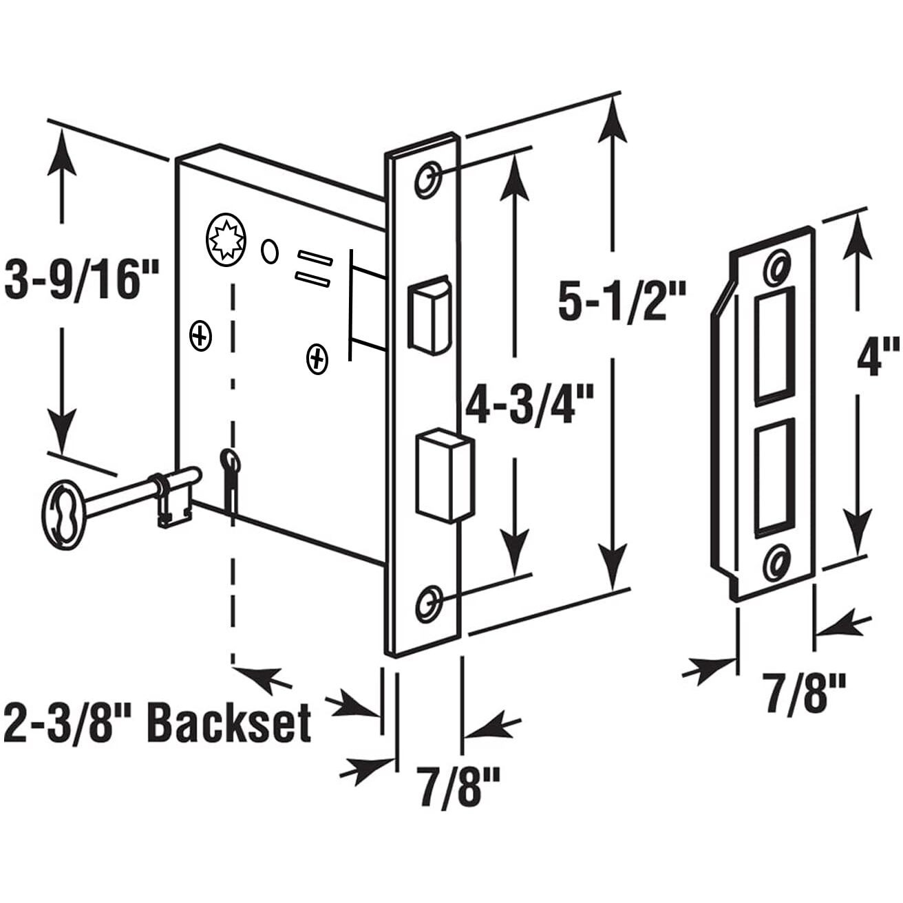 Old Mortise Lock Replacement Parts, Vintage Style Indoor Mortise Lock Assembly Kit With Antique Skeleton Keys And Reversible Latch Bolt, Mortise Lock Set Interior Door Oil Rubbed Bronze Plated Finish