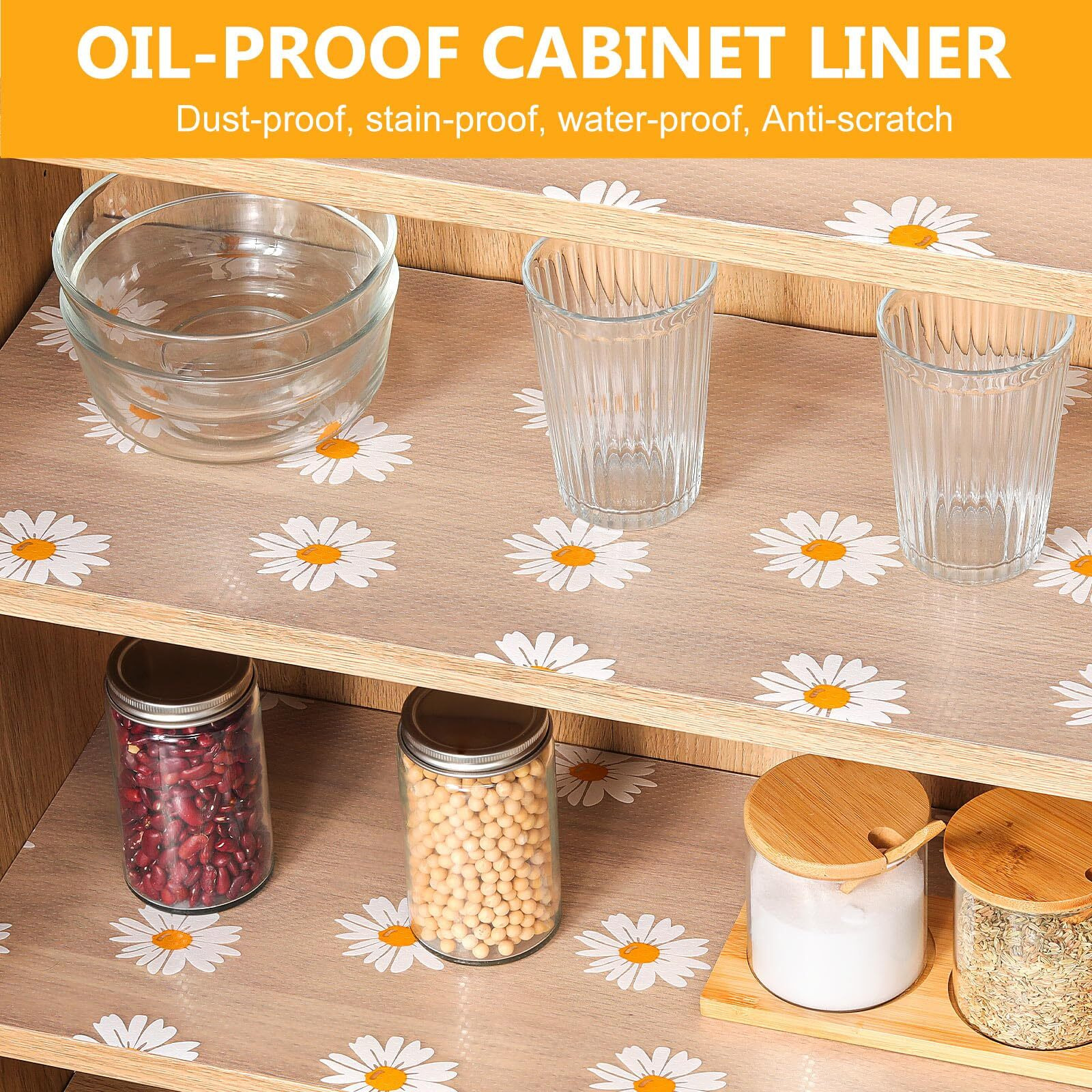 Innolites Shelf Liner For Kitchen Cabinets Non-Adhesive Drawer & Cabinet Liner Washable Oil-Proof Easy To Cut For Cupboard Shelves Storage Dresse Desks (17.7 X 360 Inch)