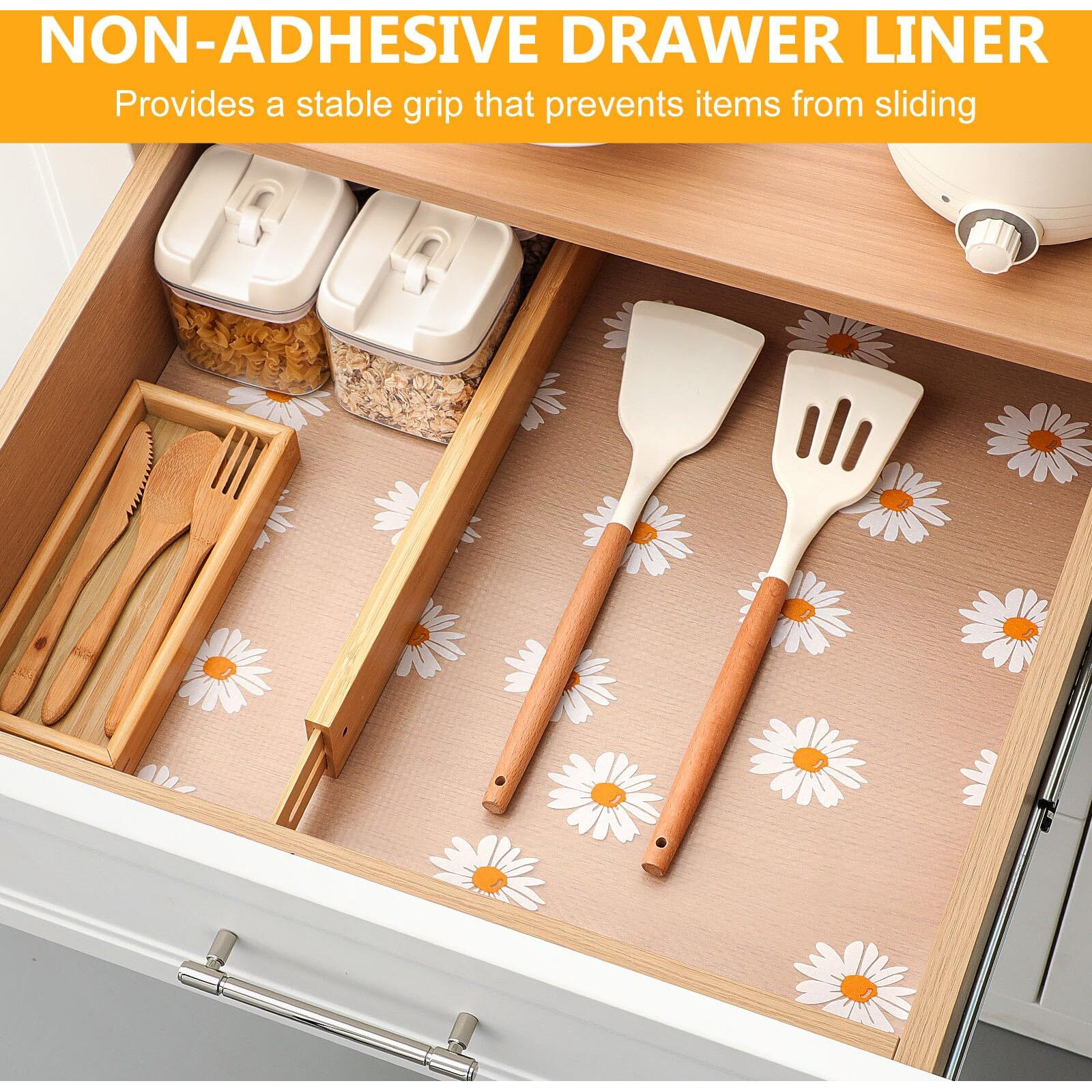 Innolites Shelf Liner For Kitchen Cabinets Non-Adhesive Drawer & Cabinet Liner Washable Oil-Proof Easy To Cut For Cupboard Shelves Storage Dresse Desks (17.7 X 360 Inch)