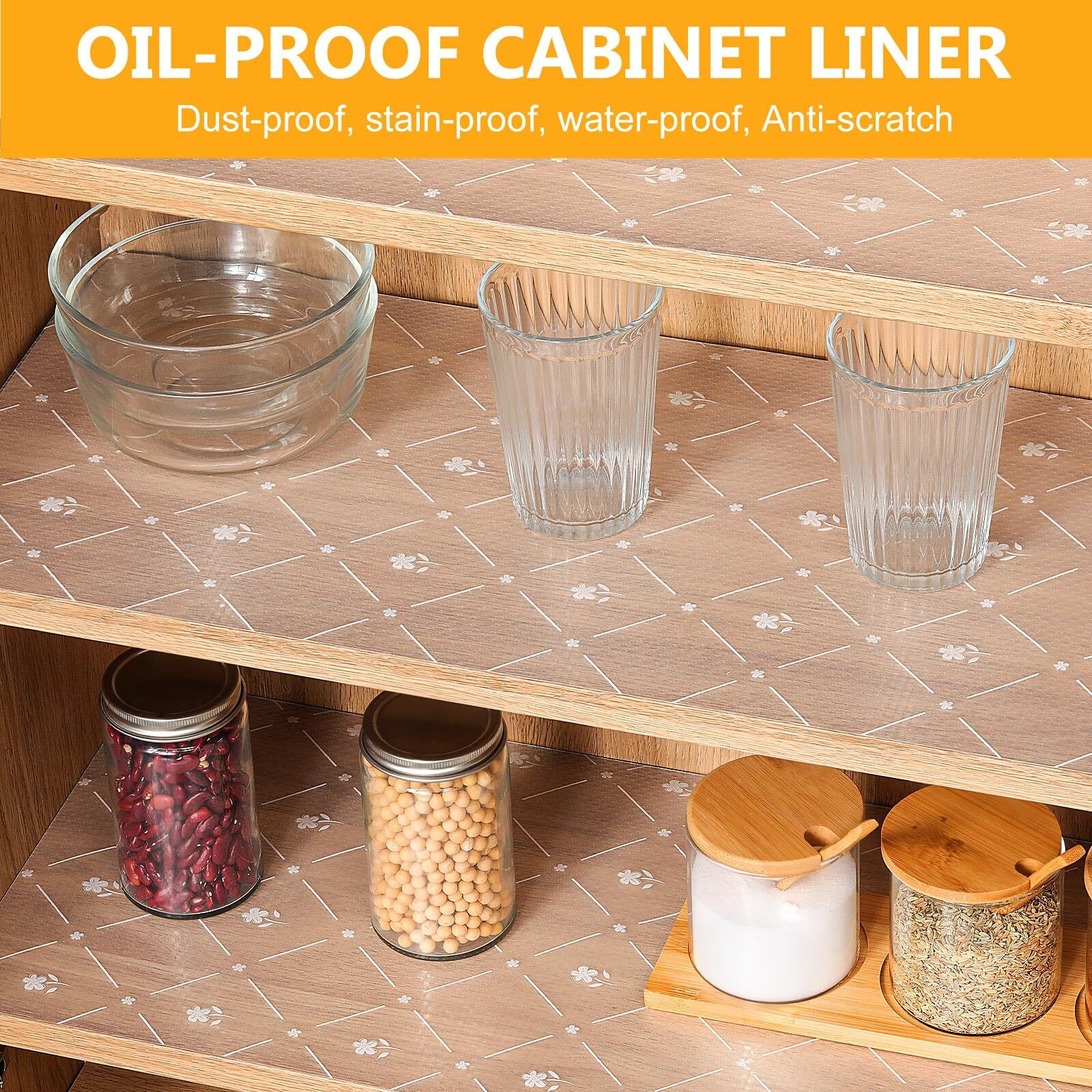 Innolites Shelf Liner For Kitchen Cabinets Non-Adhesive Drawer & Cabinet Liner Washable Oil-Proof Easy To Cut For Cupboard Shelves Storage Dresse Desks (11.8 X 118 Inch)