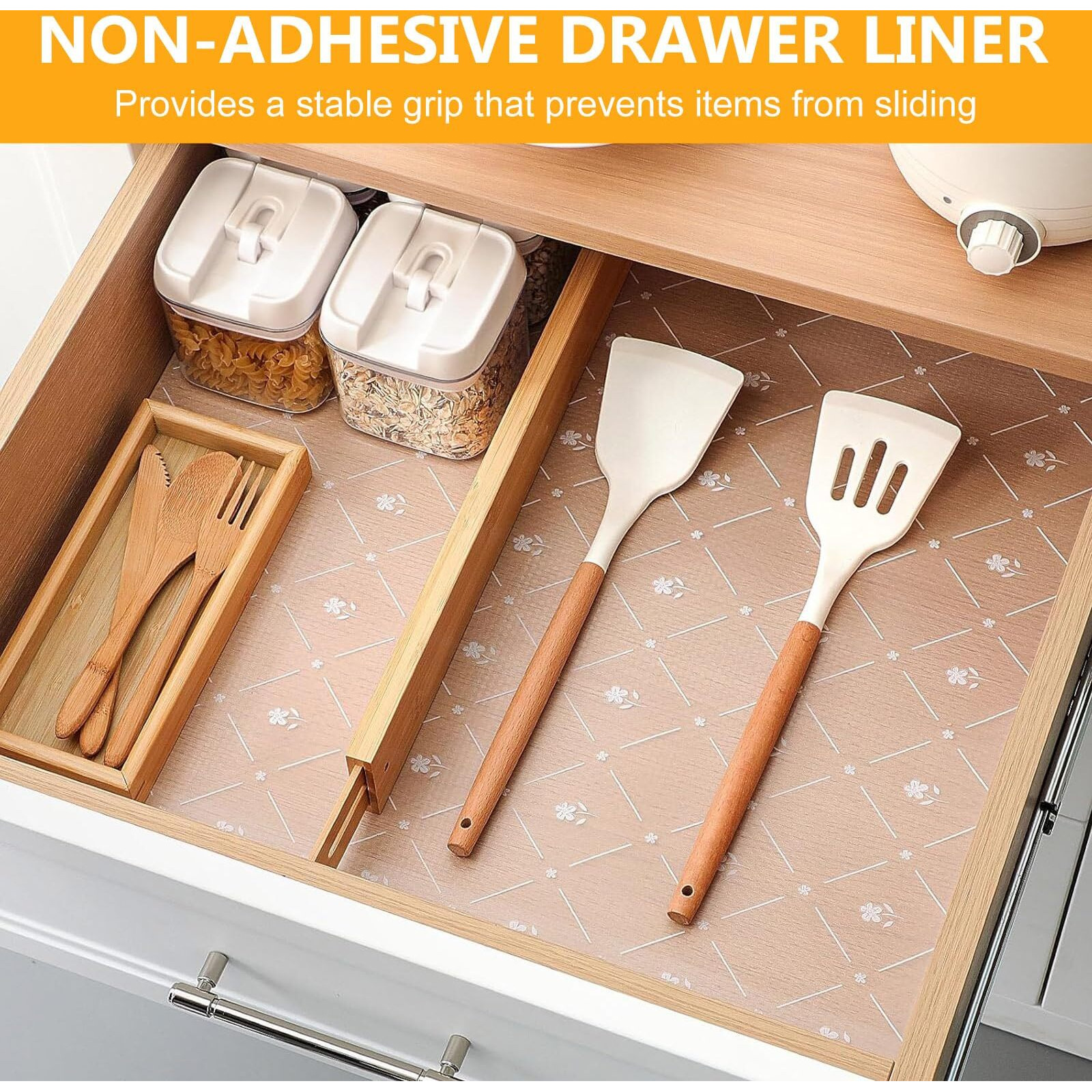 Innolites Shelf Liner For Kitchen Cabinets Non-Adhesive Drawer & Cabinet Liner Washable Oil-Proof Easy To Cut For Cupboard Shelves Storage Dresse Desks (11.8 X 118 Inch)