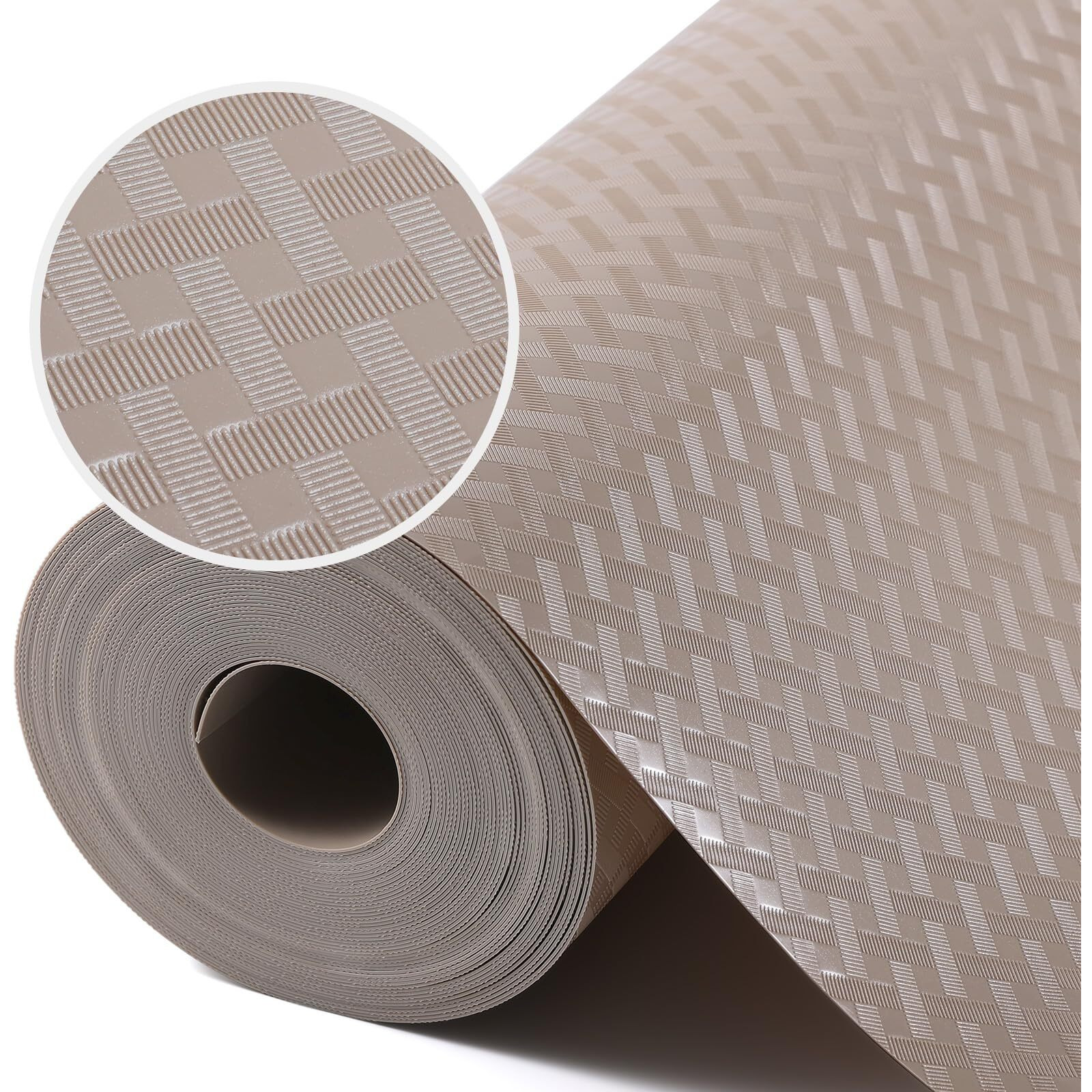 Beige Shelf Liners For Kitchen Cabinets Refrigerator Liners Waterproof & Oil-Proof Kitchen Cupboard Liner Drawer Mats Eva Material Non Adhesive Washable Fridge Liner For Shelves 35.4 X 236.2 Inches