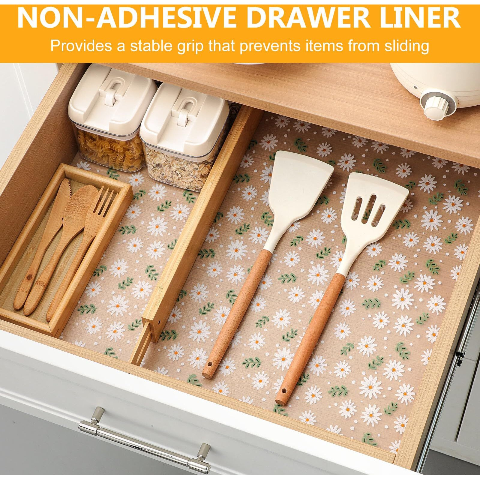 Innolites Shelf Liner, Non-Adhesive Cabinet And Drawer Liner For Kitchen, Waterproof Oil-Proof For Cupboard Shelves Storage Dresse Desks (17.7 X 360 Inch)