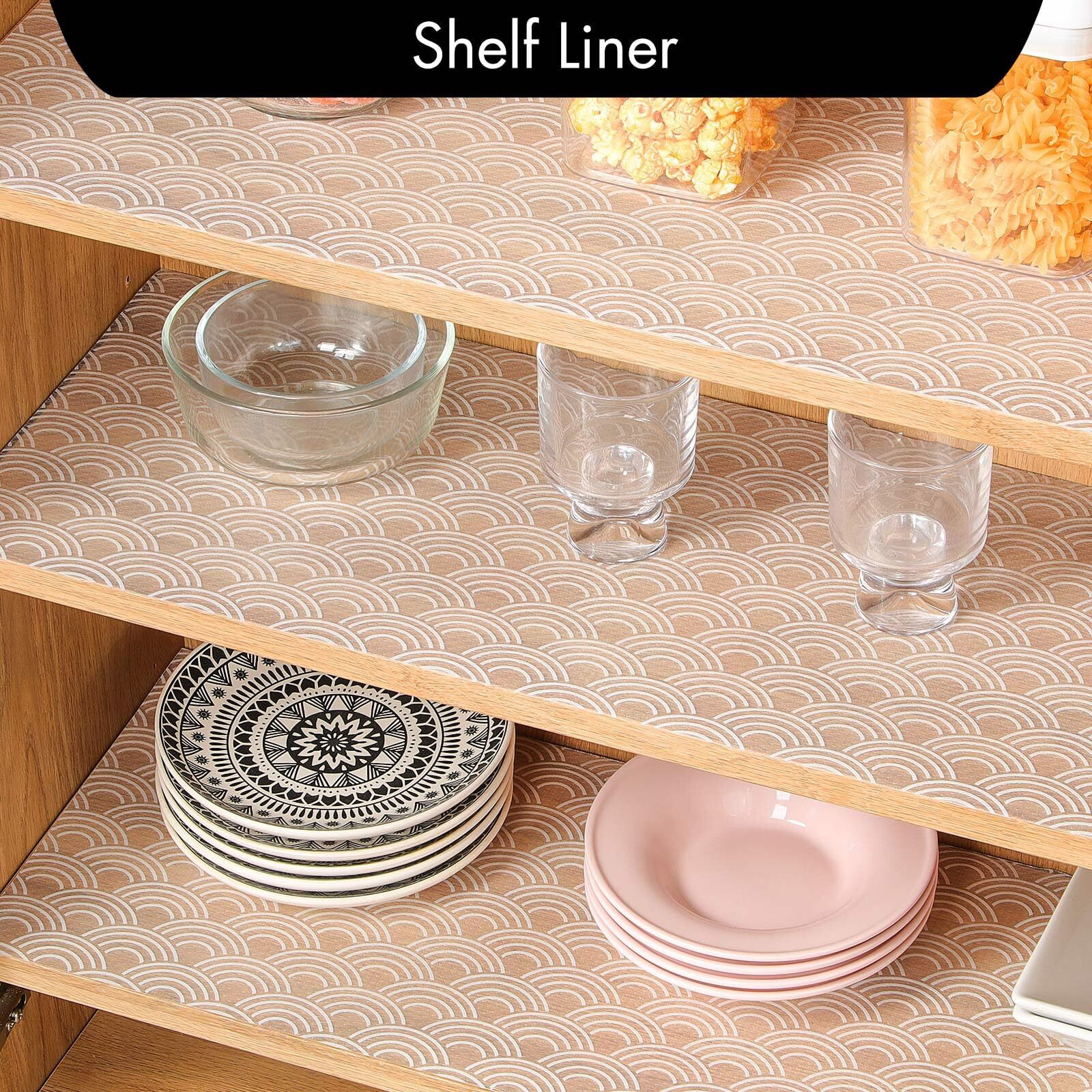 Cooyes Shelf Liners For Kitchen Cabinets - Non Adhesive Drawer And Cabinet Liner, Waterproof And Oil-Proof Kitchen Cupboard Shelf Paper Eva Material Fridge Liner For Refrigerator - Modern Pattern
