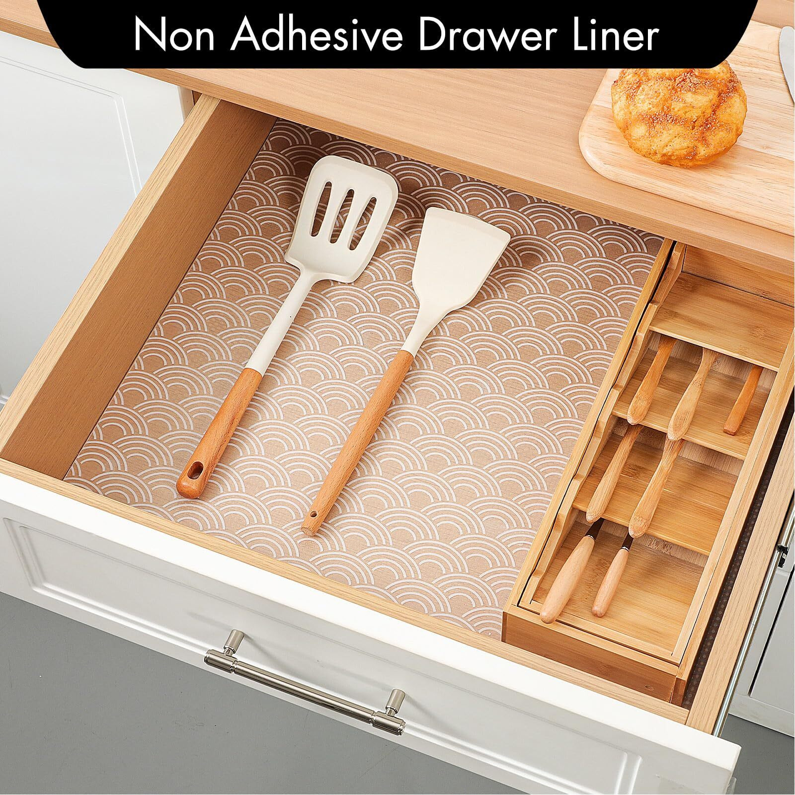 Cooyes Shelf Liners For Kitchen Cabinets - Non Adhesive Drawer And Cabinet Liner, Waterproof And Oil-Proof Kitchen Cupboard Shelf Paper Eva Material Fridge Liner For Refrigerator - Modern Pattern