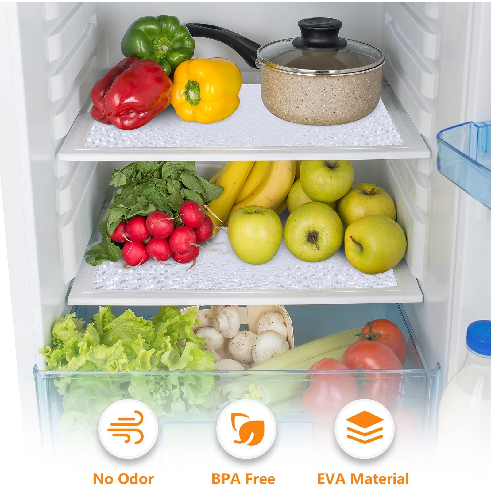 White Shelf Liner Kitchen Cabinet Liners Refrigerator Liners Waterproof & Oil-Proof Kitchen Cupboard Liner Drawer Mats Eva Material Non Adhesive Washable Fridge Liner For Shelves 35.4 X 236.2 Inches