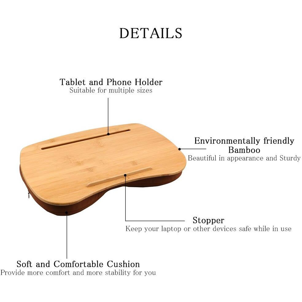 Sumisky Lap Desk-Portable Laptop Table With Bamboo Platform Phone Holder (M(18.5"&quotX11.8""))
