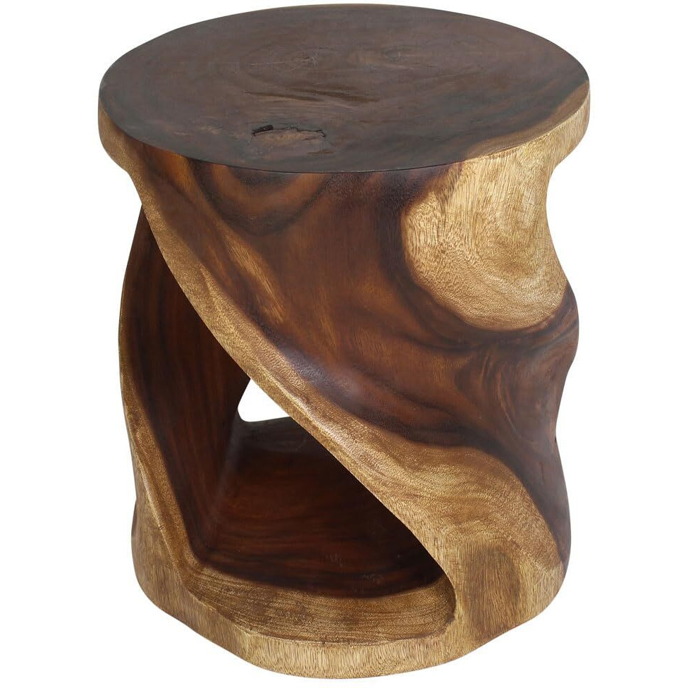 Haussmann Round Wood Twist Accent Table 14In Diax20In High Walnut Oil