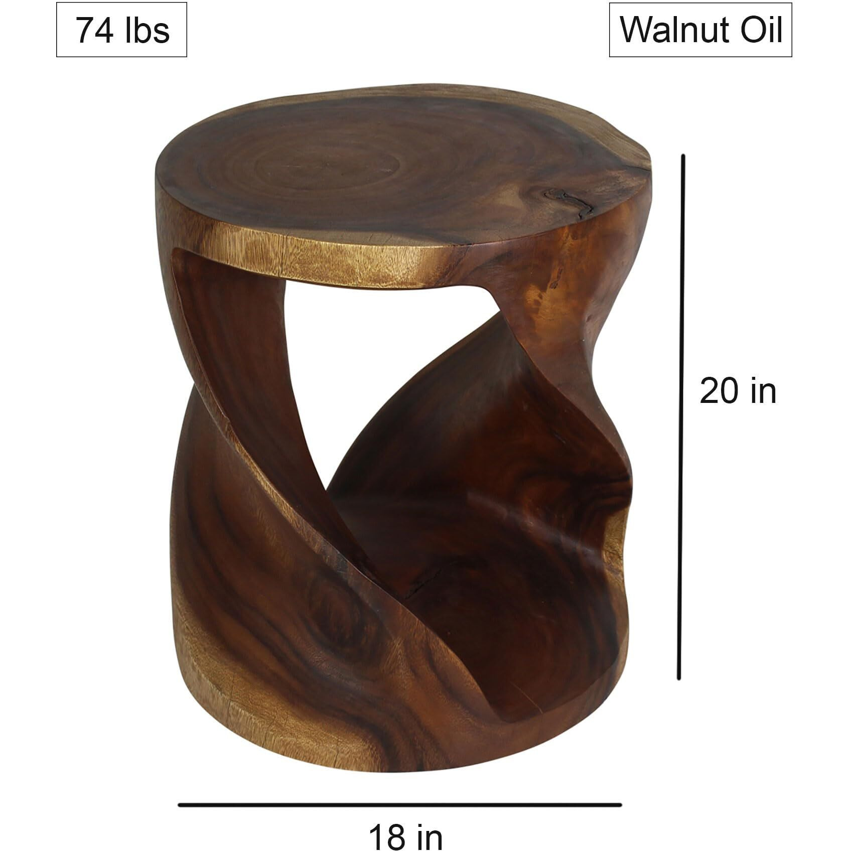 Haussmann Round Wood Twist Accent Table 14In Diax20In High Walnut Oil