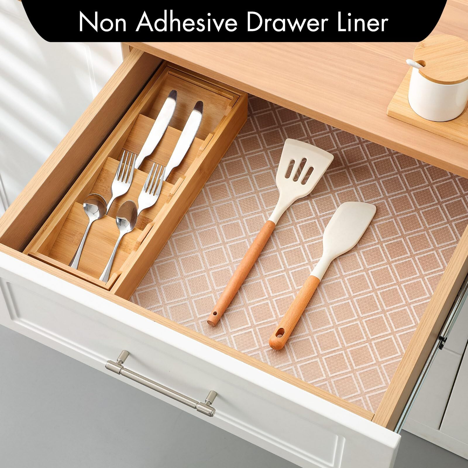 Shelf Liners For Kitchen Cabinets - Non Adhesive Drawer And Cabinet Liner, Waterproof And Oil-Proof Kitchen Cupboard Shelf Paper Eva Material Fridge Liner For Refrigerator - Modern Pattern