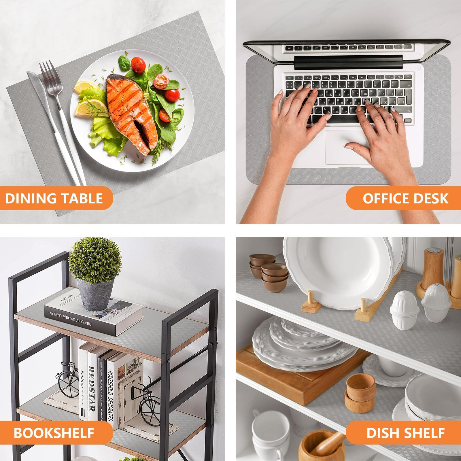 Light Gray Shelf Liners For Kitchen Cabinets Refrigerator Liners Waterproof & Oil-Proof Kitchen Cupboard Liner Drawer Mats Eva Material Non Adhesive Fridge Liner For Shelves 23.6 X 393.7 Inches