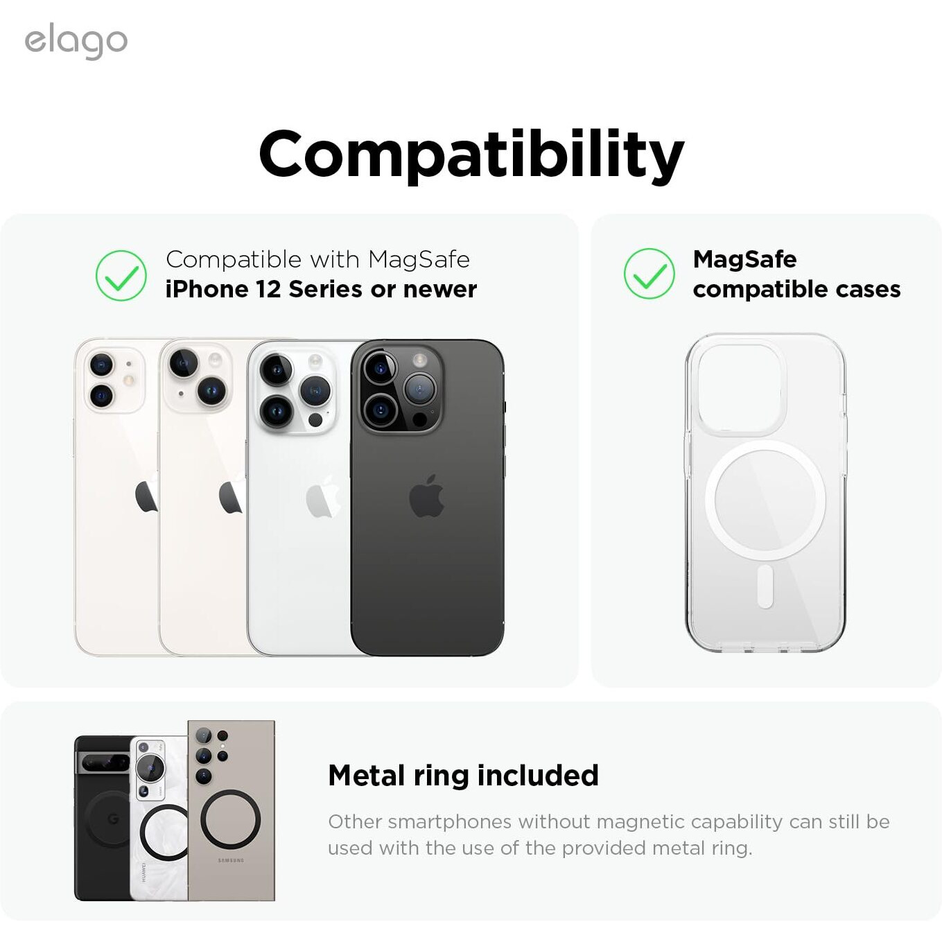 Elago Magnetic Laptop Phone Holder Mount Compatible With Iphone 15/14/ 13/12 Magsafe, Adjustable Phone Monitor Side Mount, Slim, Portable, Foldable, Compatible With Macbook (Silver)