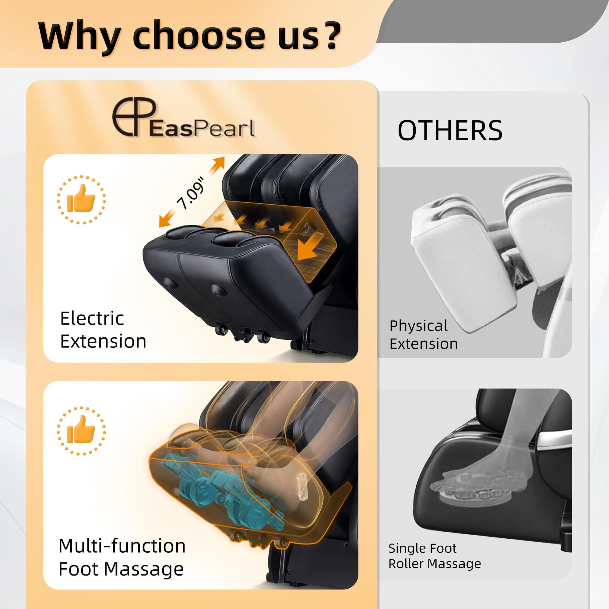 Easpearl 2025 Massage Chair, 4D Full Body Zero Gravity Massage Chairs With App, Sl Track Shiatsu Stretch Massage Recliner Chair With Electric Footrest, Heat, Foot Rollers, Body Scan(Black)