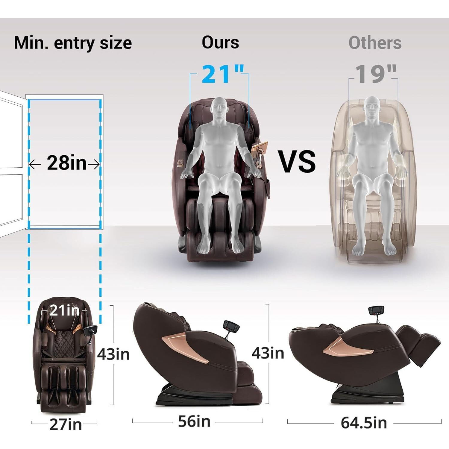 Massage Chair, 14 Massage Points Full Body Massage Chair, Zero Gravity Extra Large Shiatsu Recliner W/Lumbar & Calf Heating, 20 Auto Modes, Air Compression, Bluetooth Speaker, Touch Screen Controller