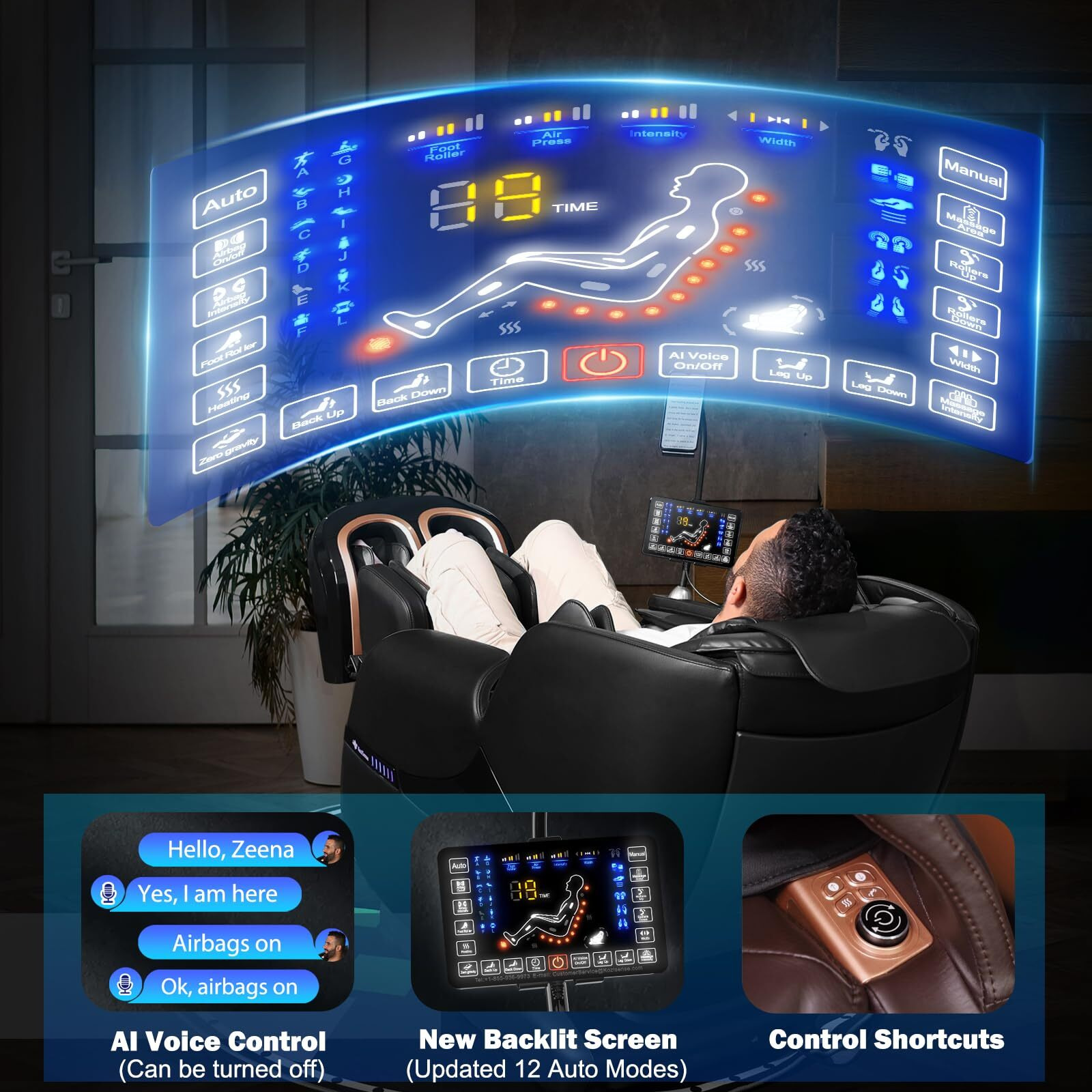 Kozisense 2025 Massage Chair Full Body, Zero Gravity Sl-Track Shiatsu Massage Recliner Chair With Heat, Ai Control, Body Scan And Calfrest Extension